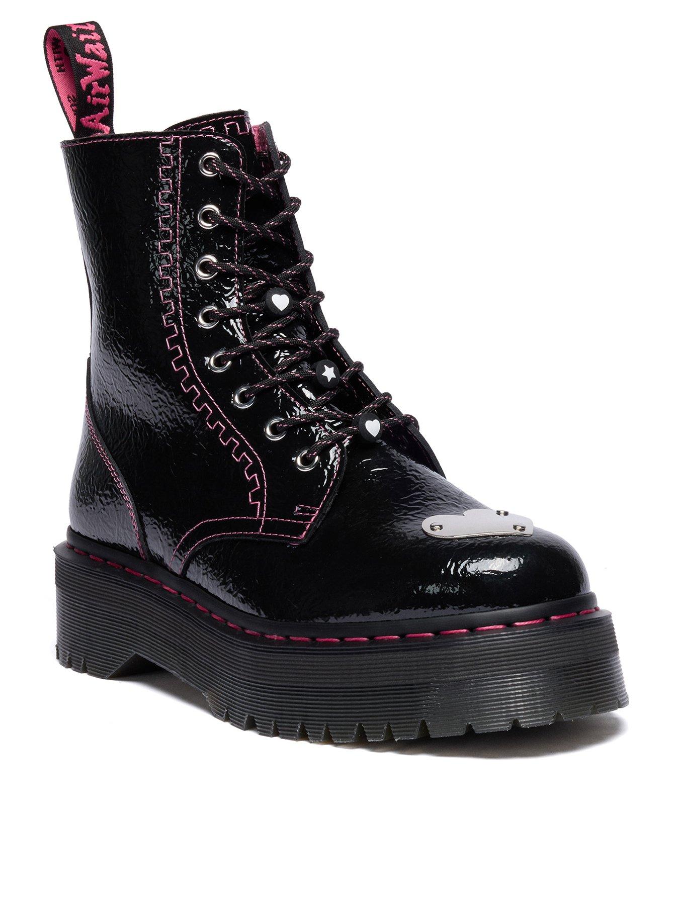 Dr Martens Jadon 8 Eye Distressed Leather Platform Boots - Black