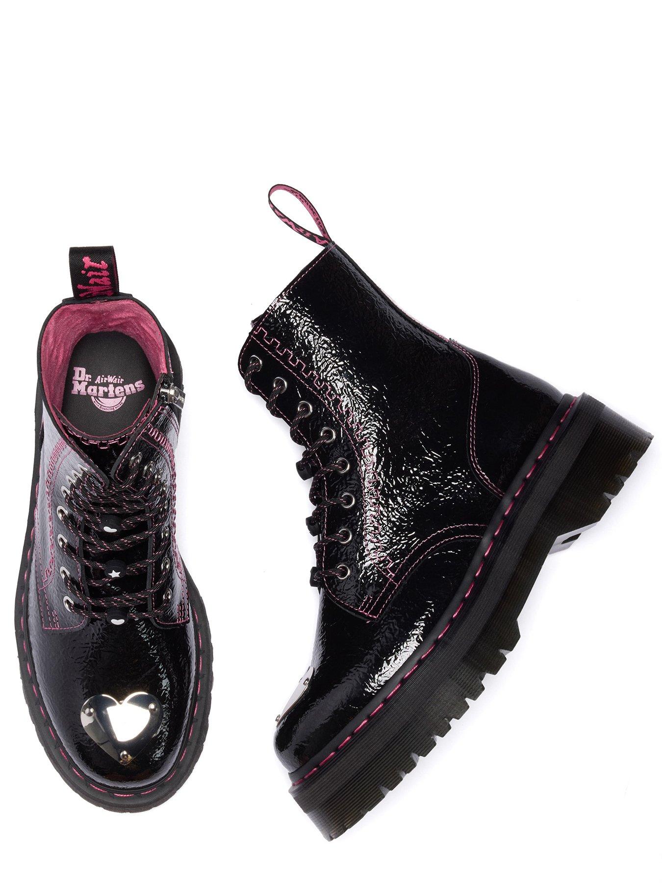 Dr Martens Jadon 8 Eye Distressed Leather Platform Boots - Black