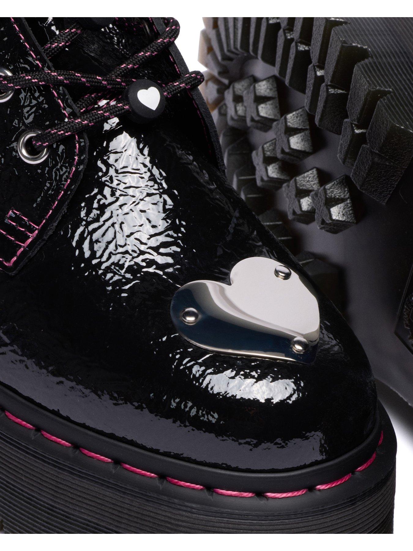 Dr Martens Jadon 8 Eye Distressed Leather Platform Boots - Black