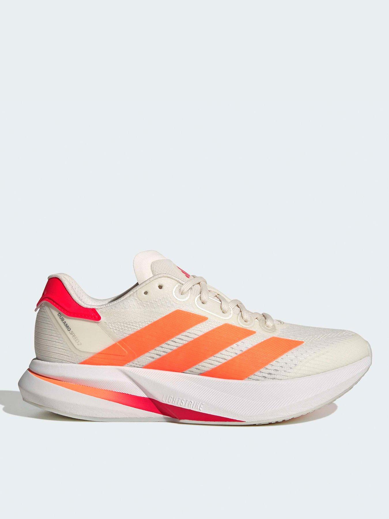 adidas Womens Running Duramo Speed 2 Trainers, Owhite/Luor/Lucred, Size 3.5, Women