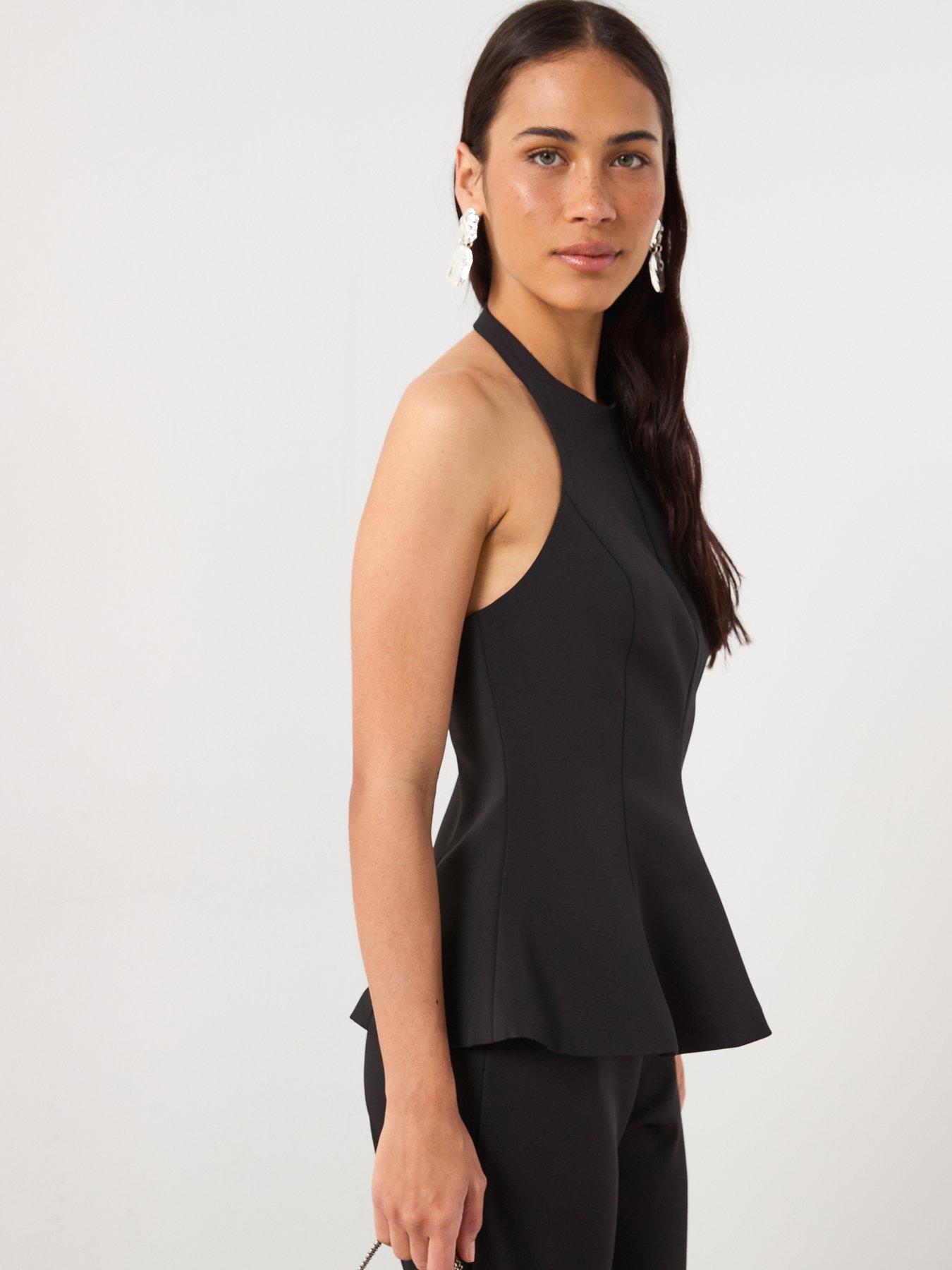 Mango Peplum Top With Halter Neck - Black | Very