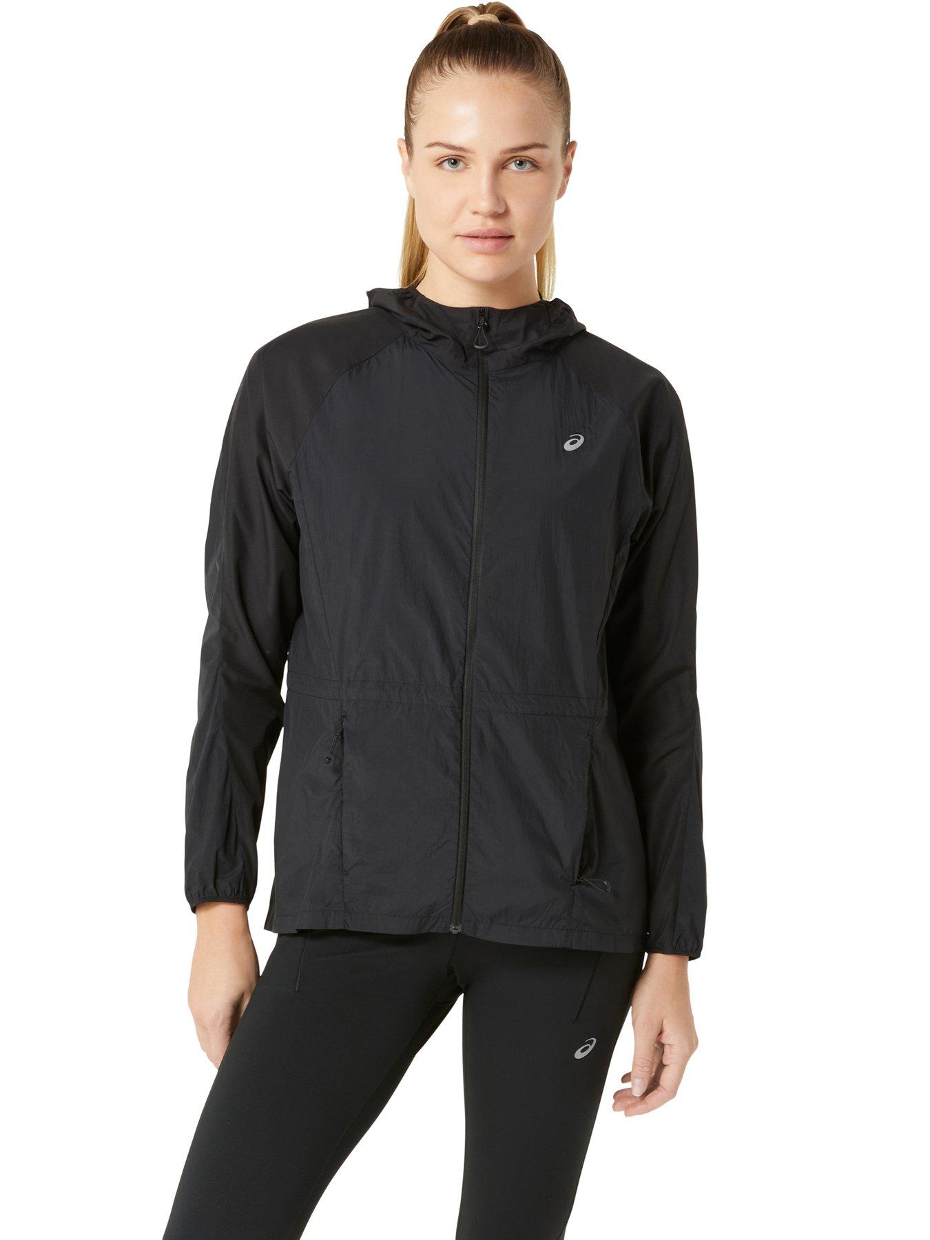 Asics Womens Running Road Packable Jacket, Black, Size L, Women