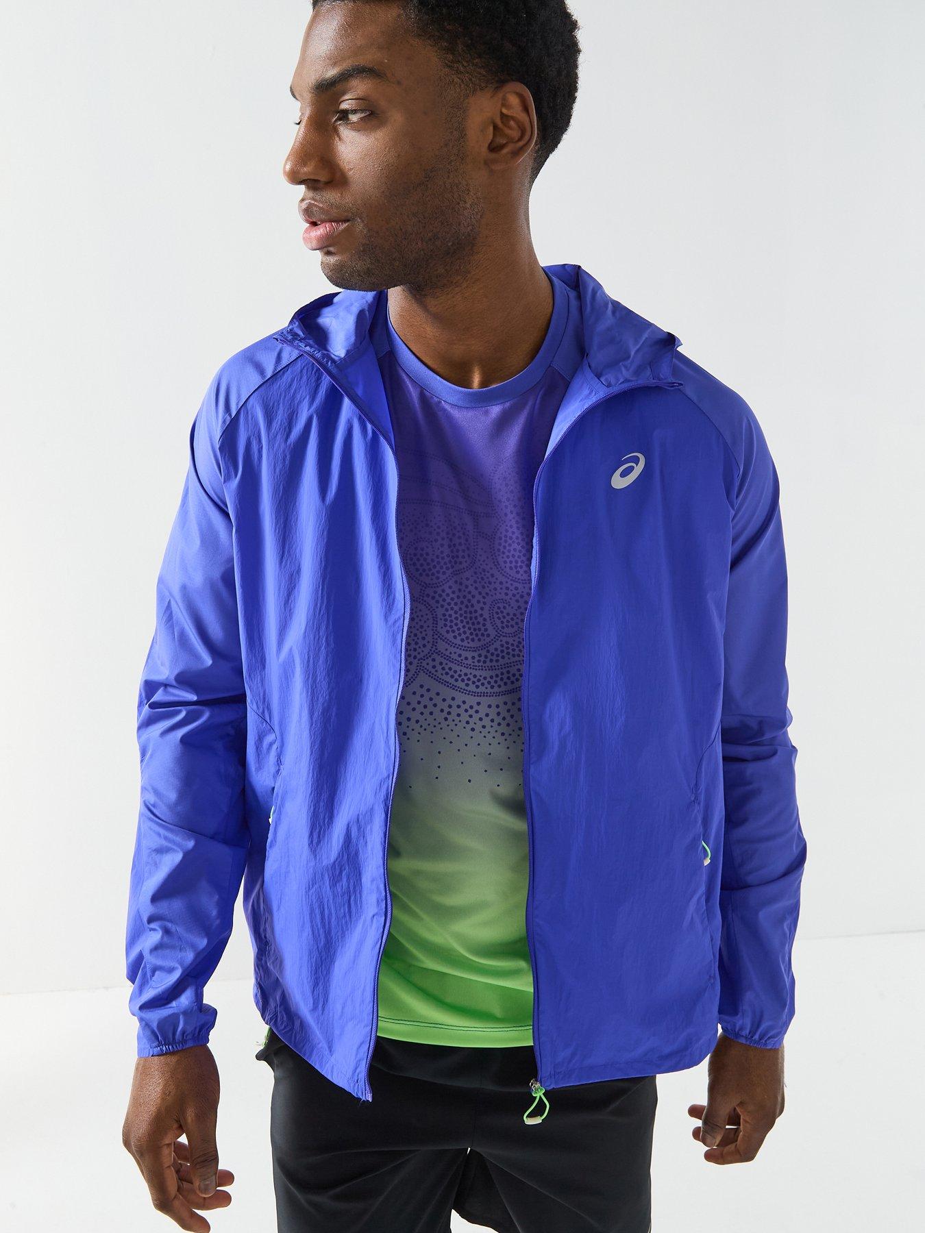 Asics Mens Running Road Packable Jacket, Blue, Size Xl, Men