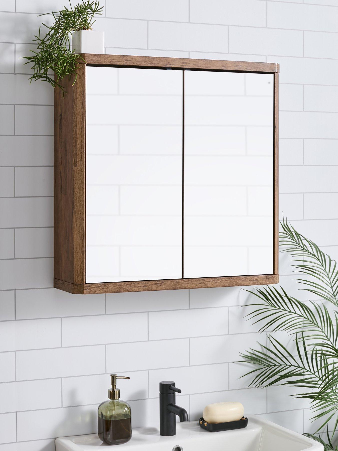 The Very Collection Harlem 2 Door Mirrored Bathroom Wall Cabinet - Mid Oak - FSC® Certified