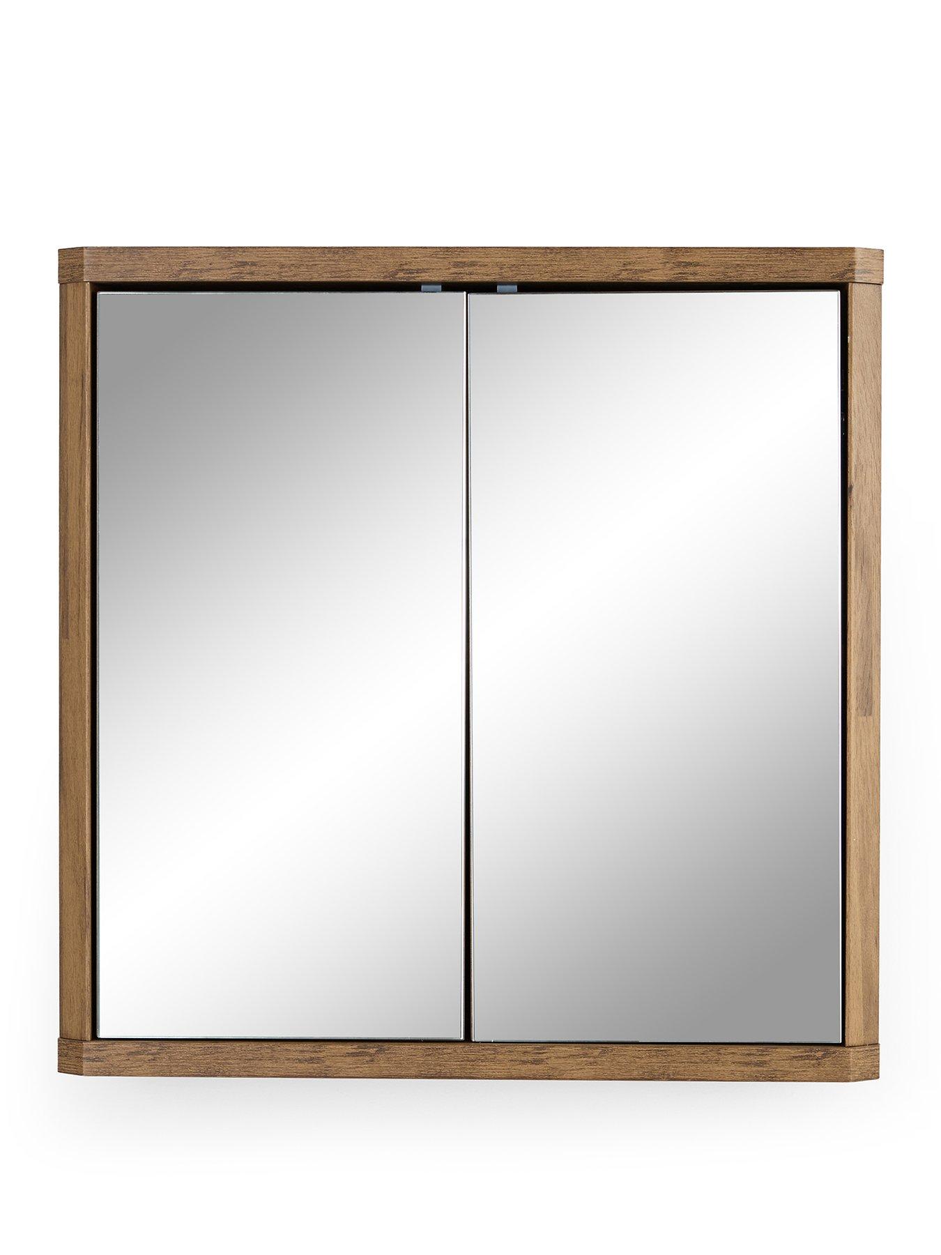 Image 2 of 7 of The Very Collection Harlem 2 Door Mirrored Bathroom Wall Cabinet - Mid Oak - FSC&reg; Certified