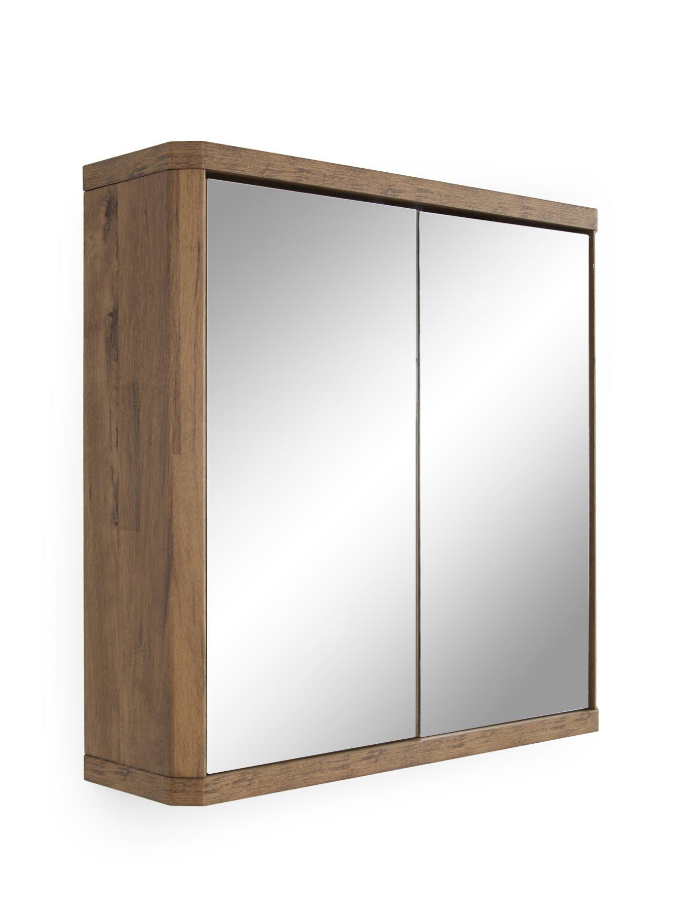 Image 3 of 7 of The Very Collection Harlem 2 Door Mirrored Bathroom Wall Cabinet - Mid Oak - FSC&reg; Certified