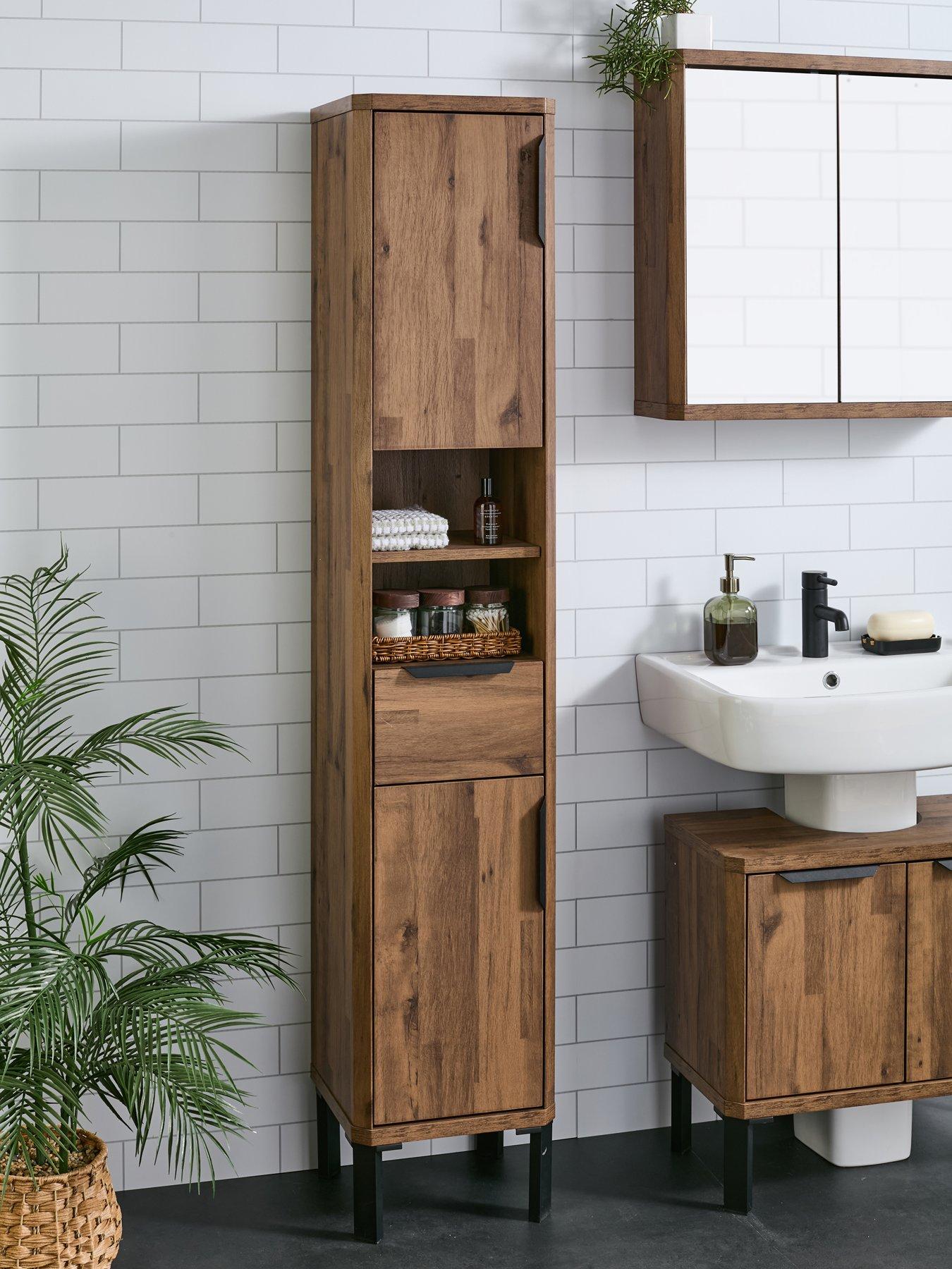 The Very Collection Harlem Single Tall Bathroom Cabinet - Mid Oak - FSC® Certified