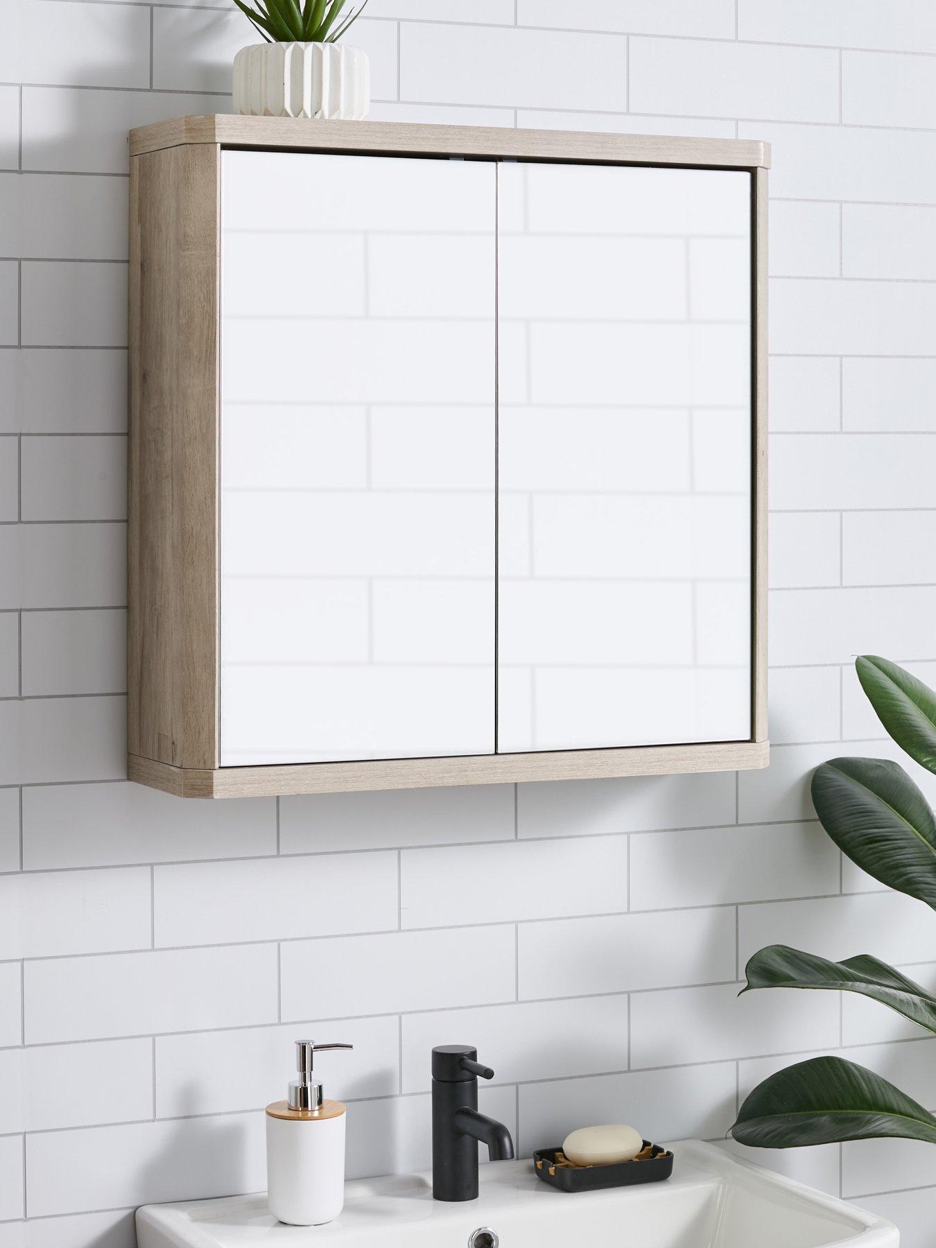 The Very Collection Harlem 2 Door Mirrored Bathroom Wall Cabinet - Grey ...