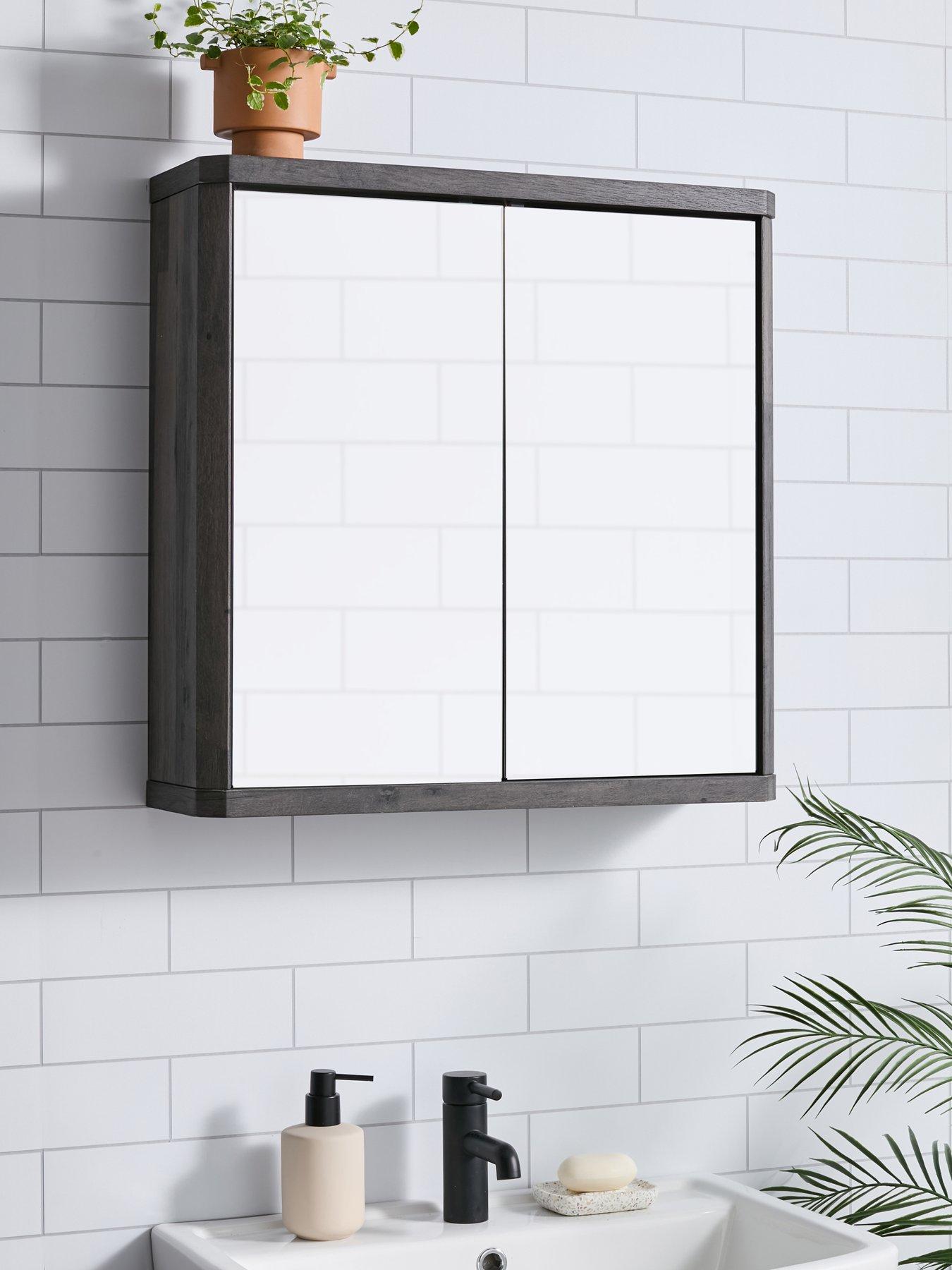 The Very Collection Harlem 2 Door Mirrored Bathroom Wall Cabinet - Black Oak - FSC® Certified