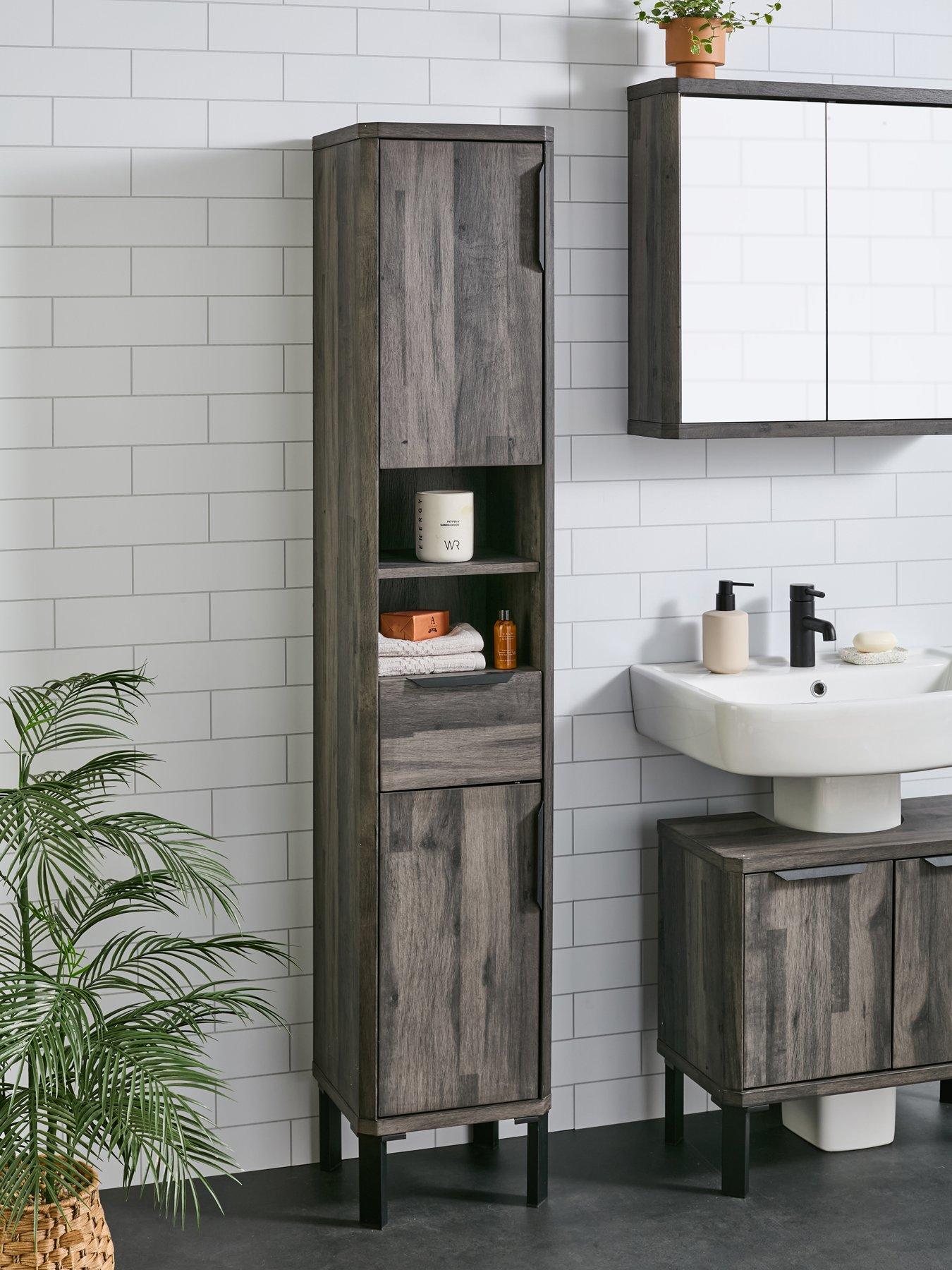 The Very Collection Harlem Single Tall Bathroom Cabinet - Black Oak - FSC® Certified