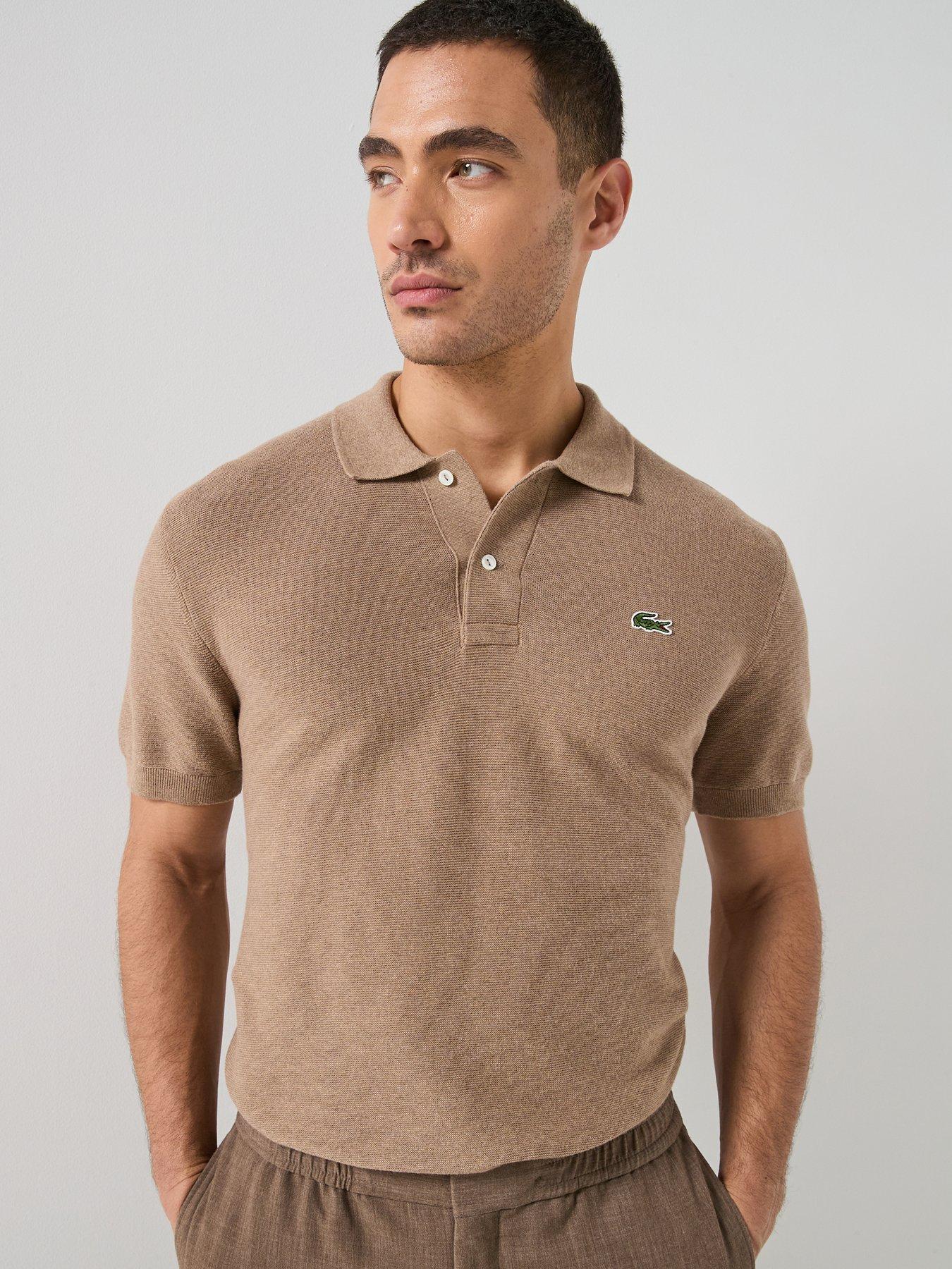 Image 1 of 6 of Lacoste Classic Fit Knitted Polo Shirt - Brown