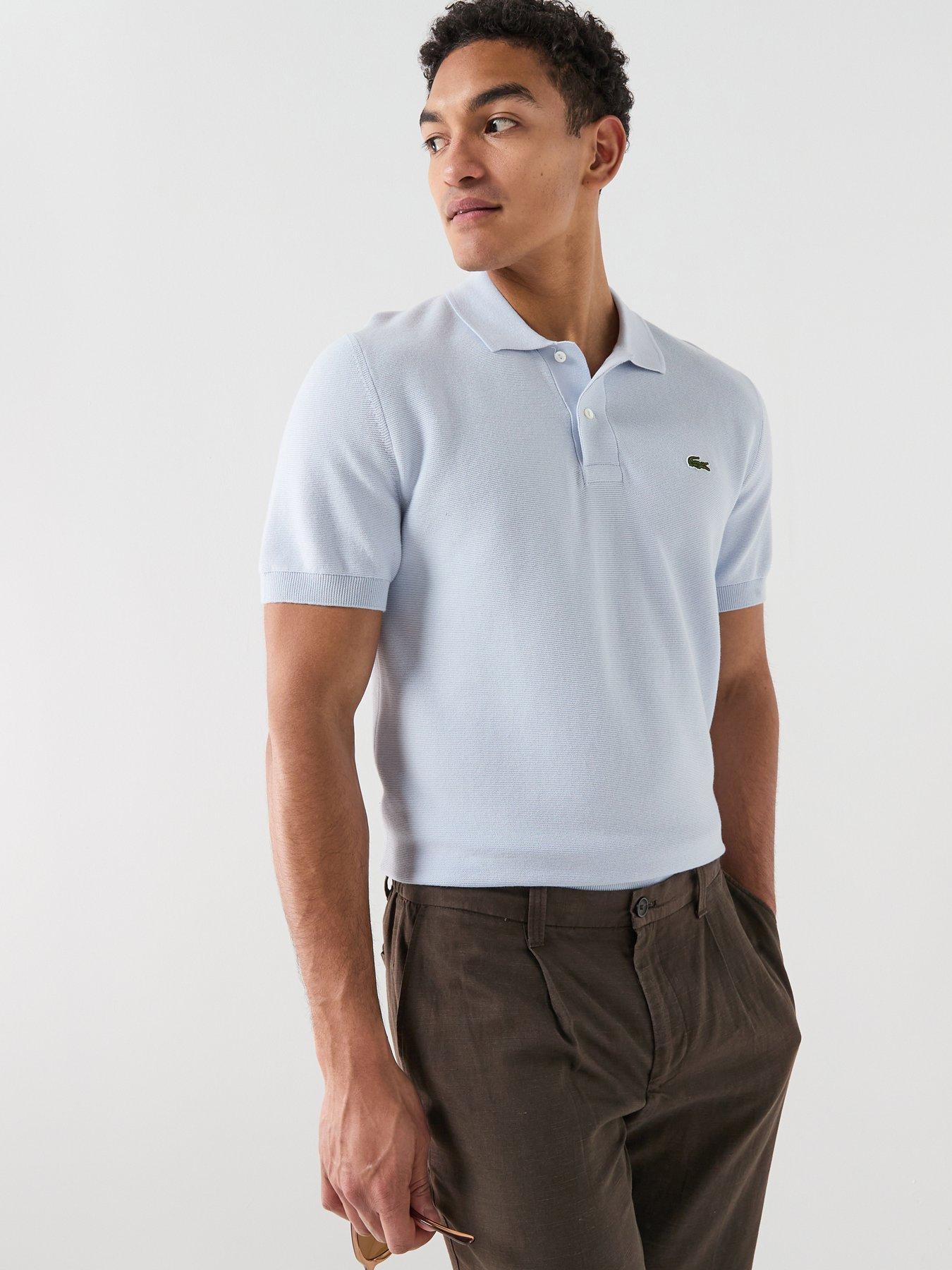 Lacoste Classic Fit Knitted Polo Shirt, Light Blue, Size S, Men