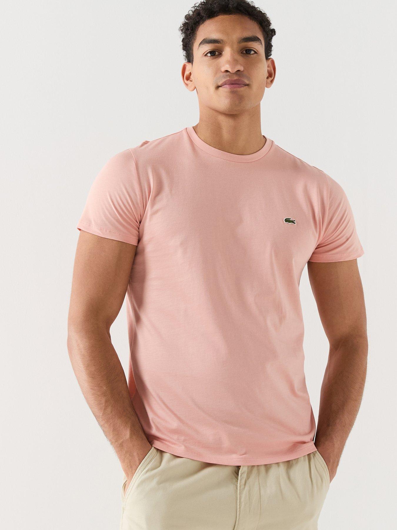 Lacoste Pima Cotton Short Sleeve T-Shirt- Pink, Pink, Size 2Xl, Men