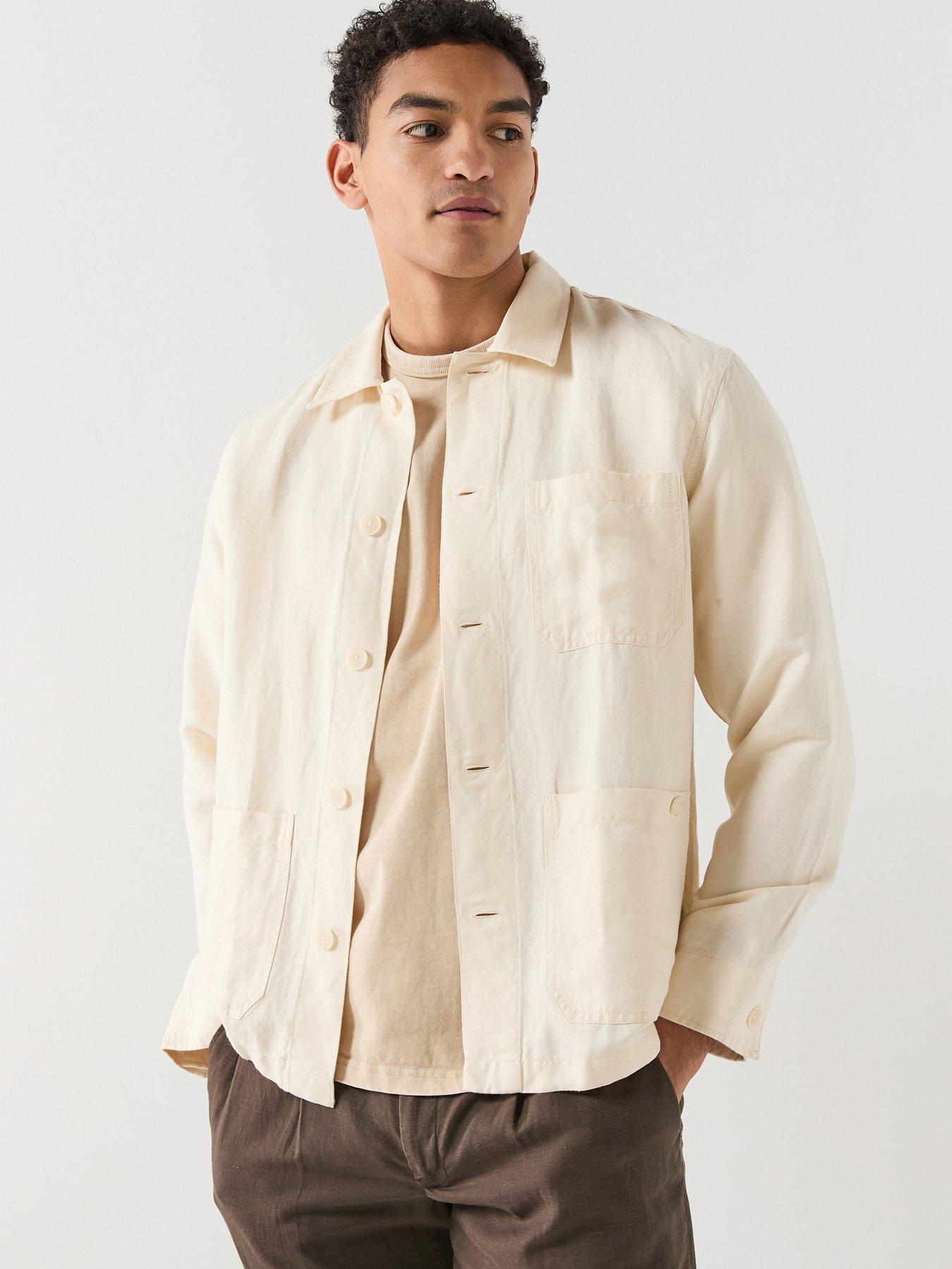 Image 1 of 6 of Lacoste Casual Linen Overshirt - Off White