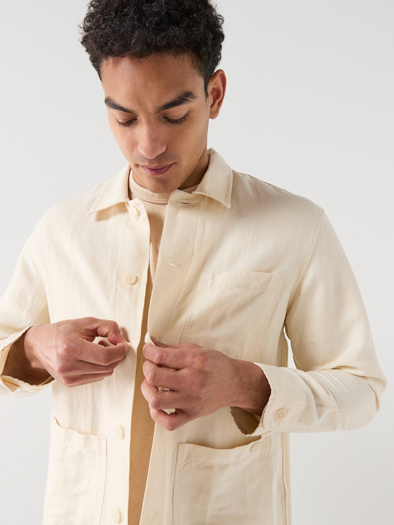 Image 4 of 6 of Lacoste Casual Linen Overshirt - Off White