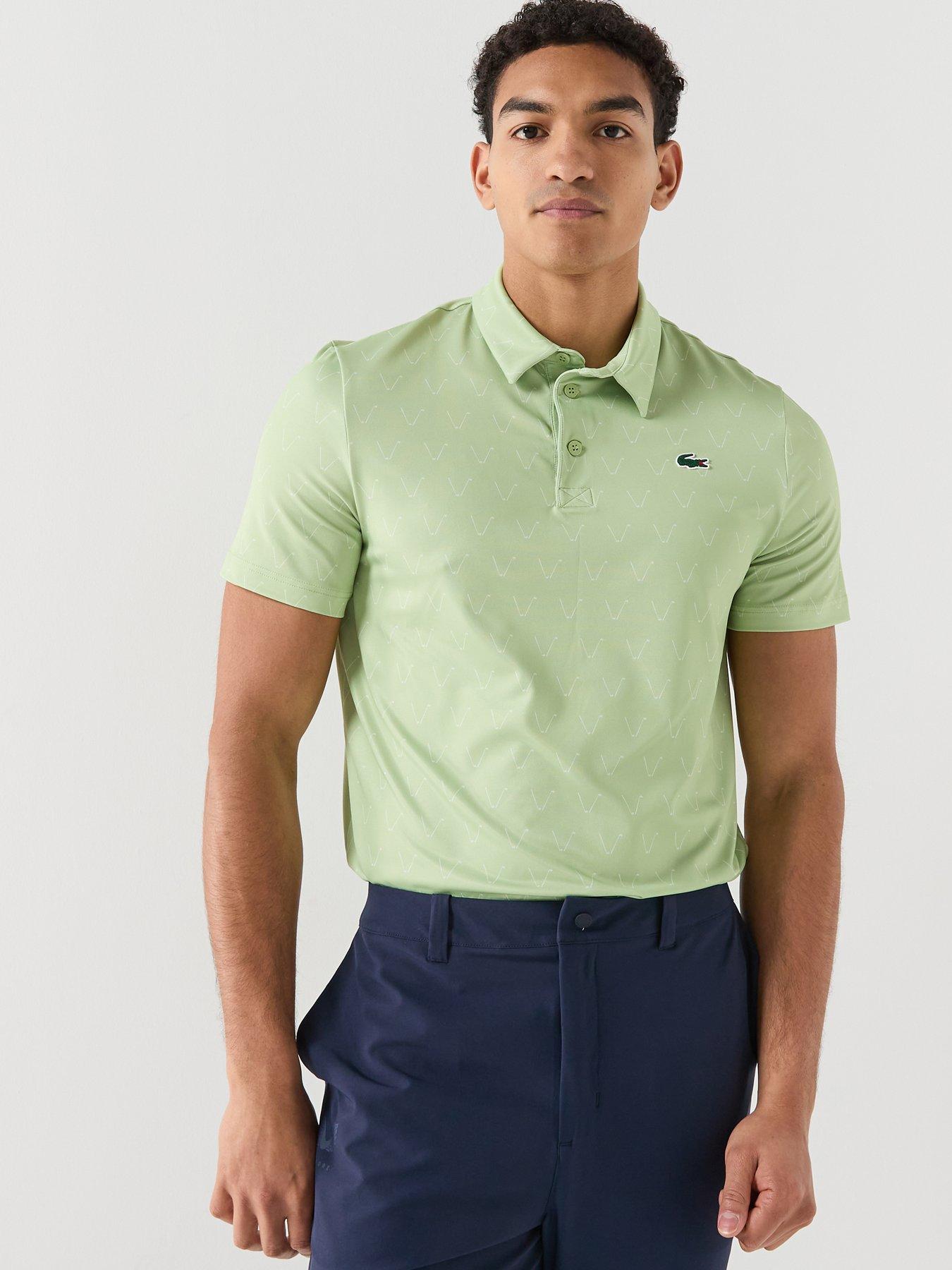 Image 1 of 4 of Lacoste Regular Fit Printed Golf Polo Shirt - Vert/Blanc