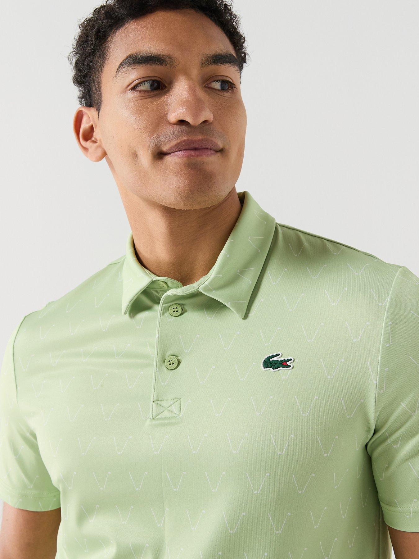 Image 4 of 4 of Lacoste Regular Fit Printed Golf Polo Shirt - Vert/Blanc