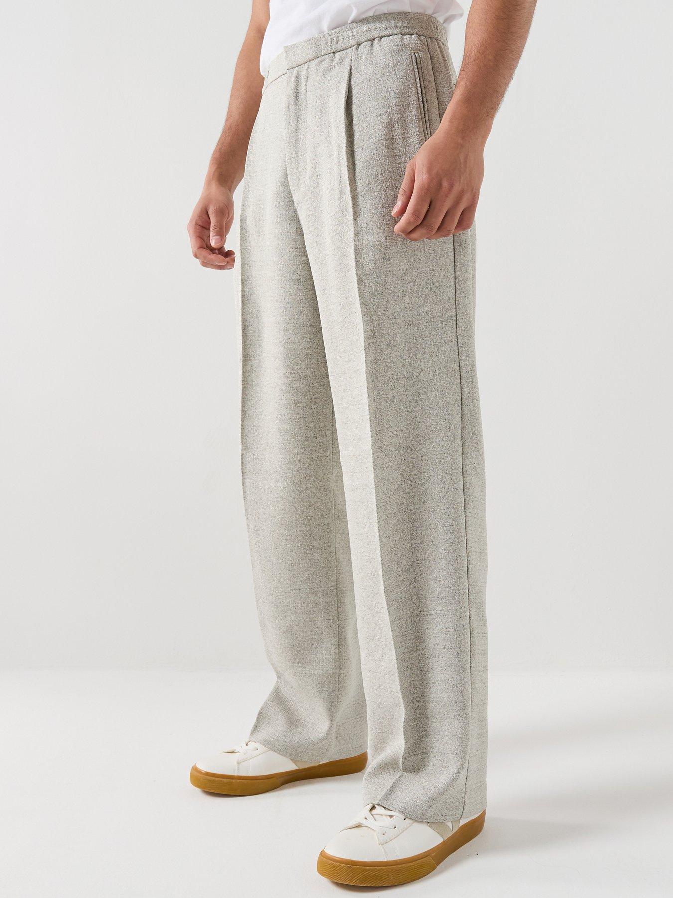 Lacoste Lacoste Straight Fit Marbled Canvas Trousers - Grey