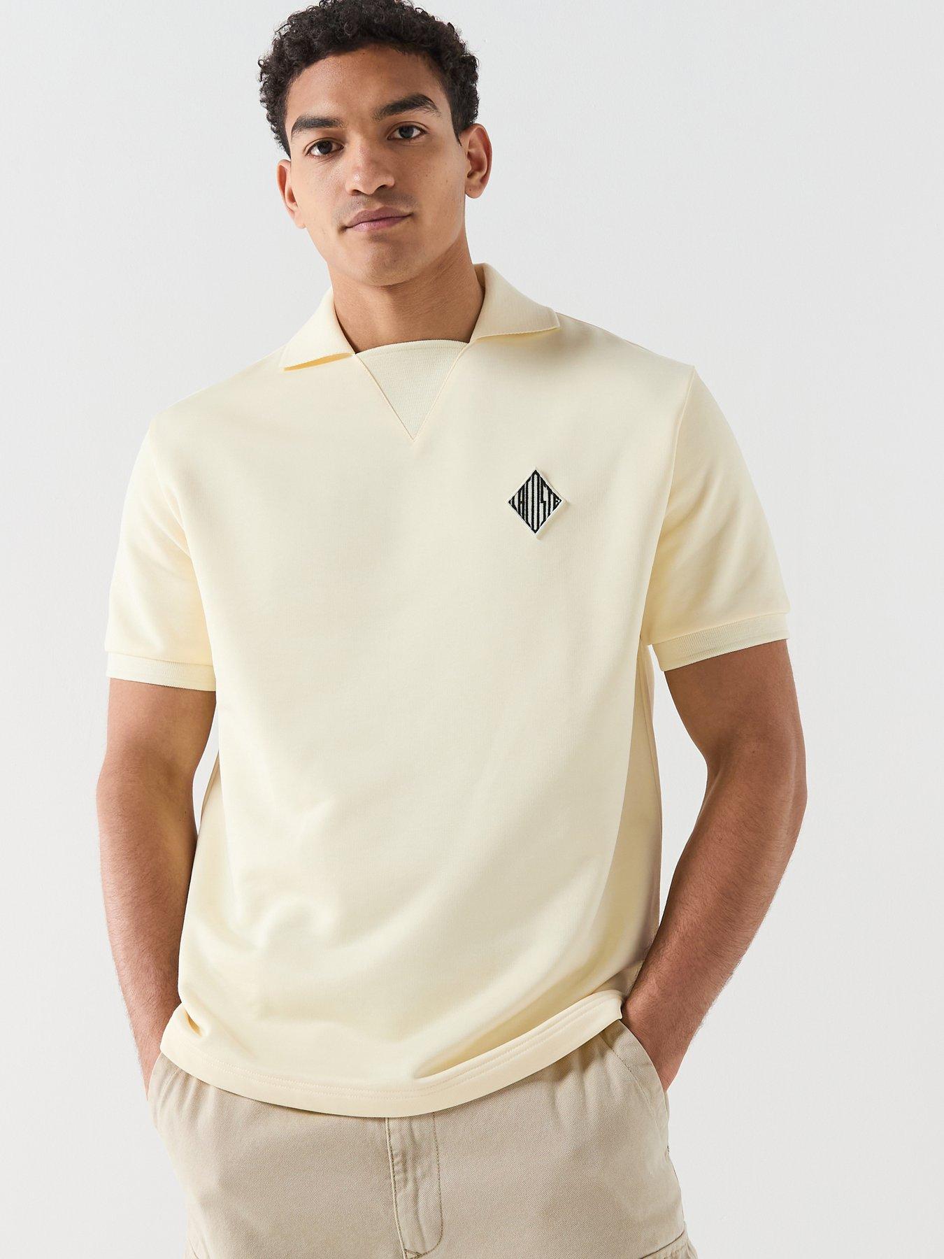 Lacoste: Loose Fit Badge Accent Fleece Polo Shirt - Yellow