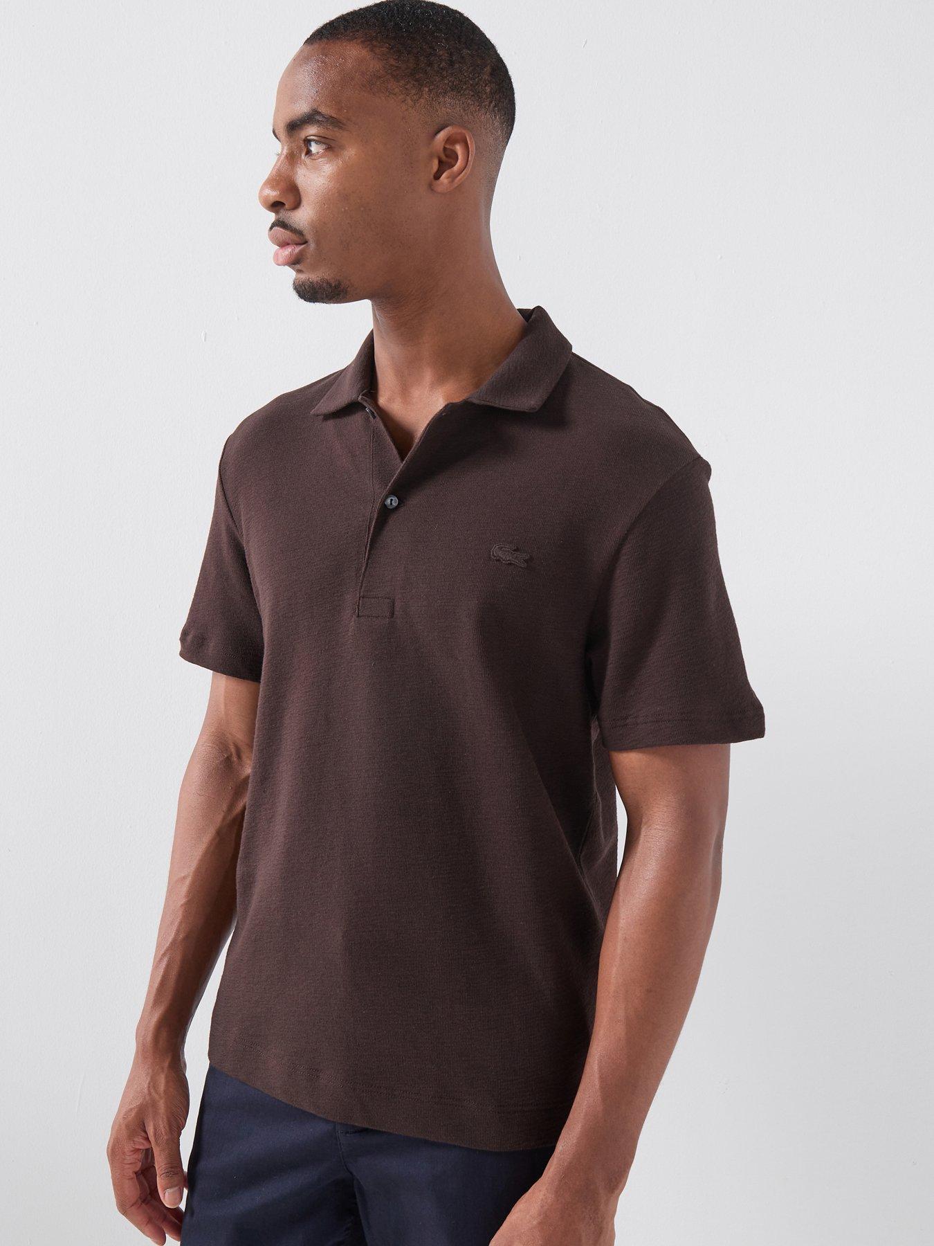 Lacoste Classic Fit Jersey Open Neck Polo Shirt - Brown
