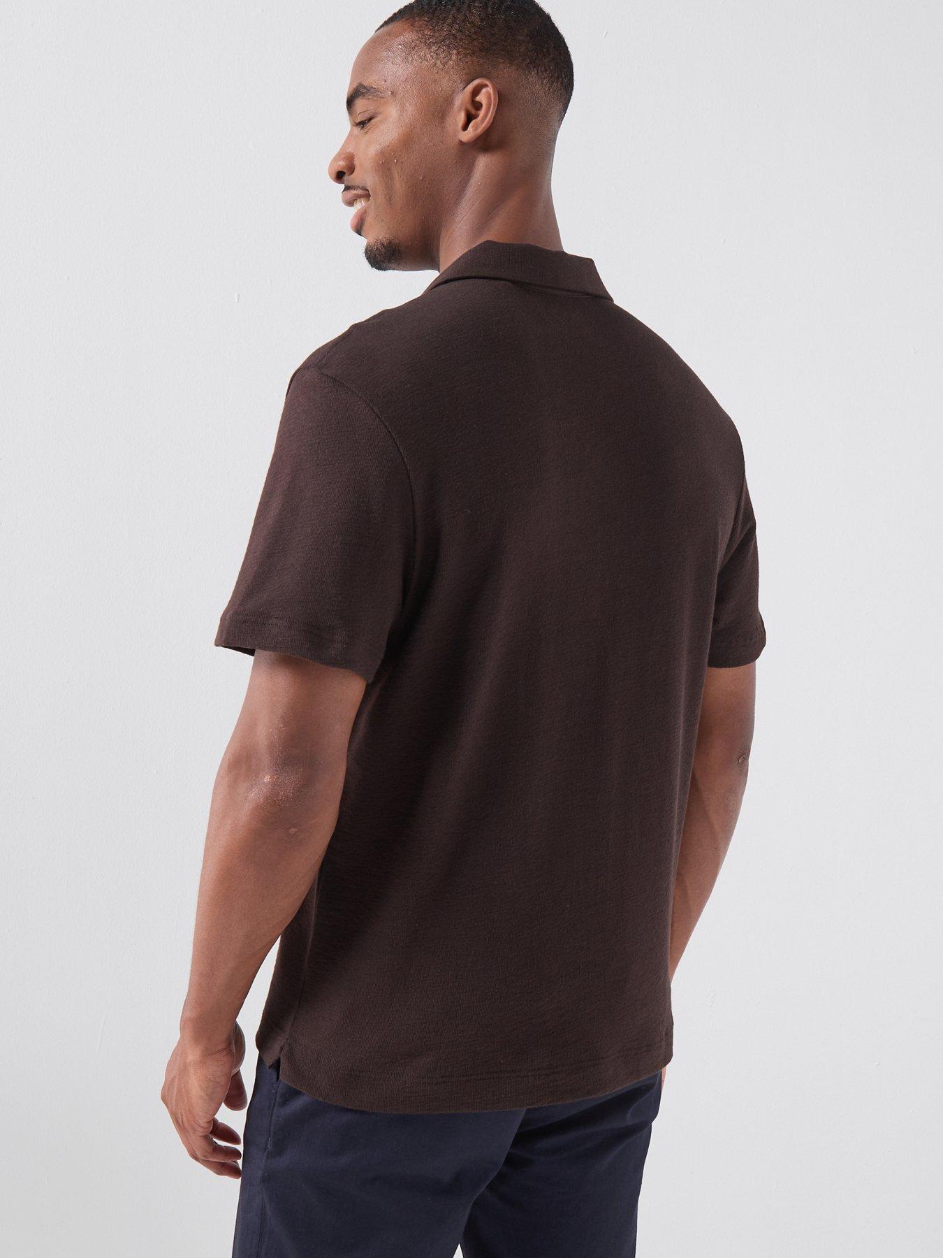 Lacoste Classic Fit Jersey Open Neck Polo Shirt - Brown | Very