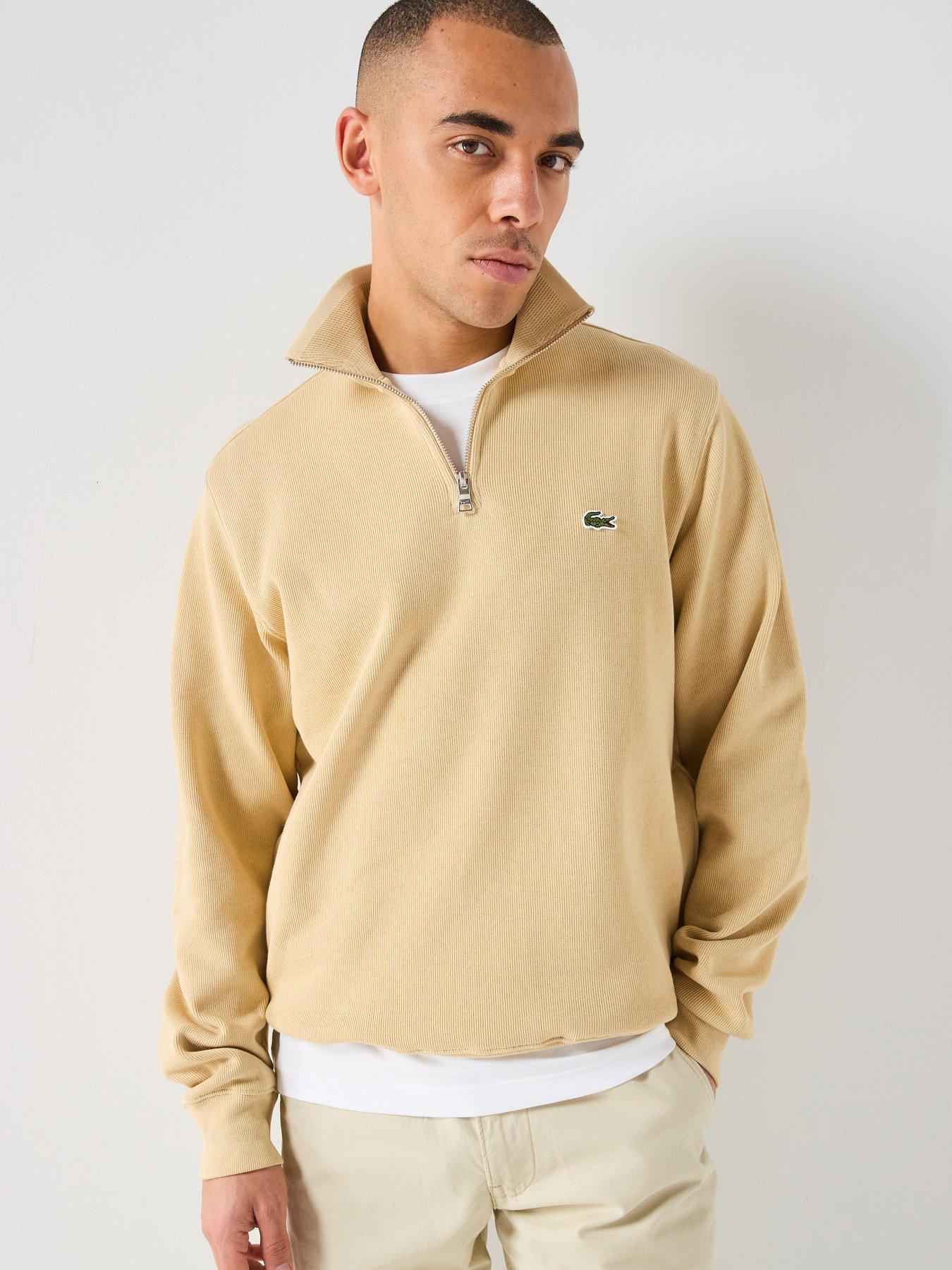 Image 1 of 5 of Lacoste Classic Fit Quarter Zip Sweatshirt - Beige