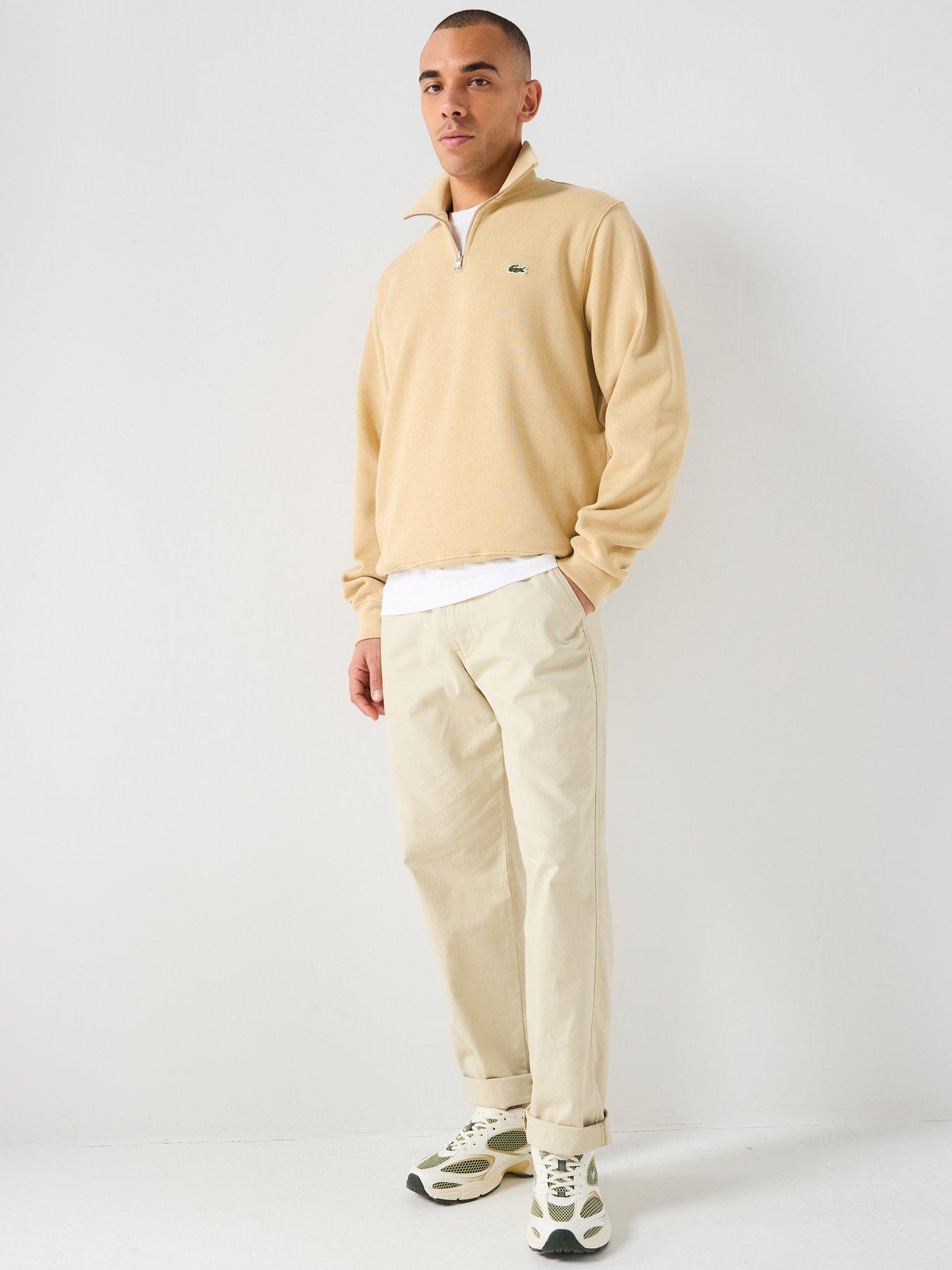 Image 3 of 5 of Lacoste Classic Fit Quarter Zip Sweatshirt - Beige