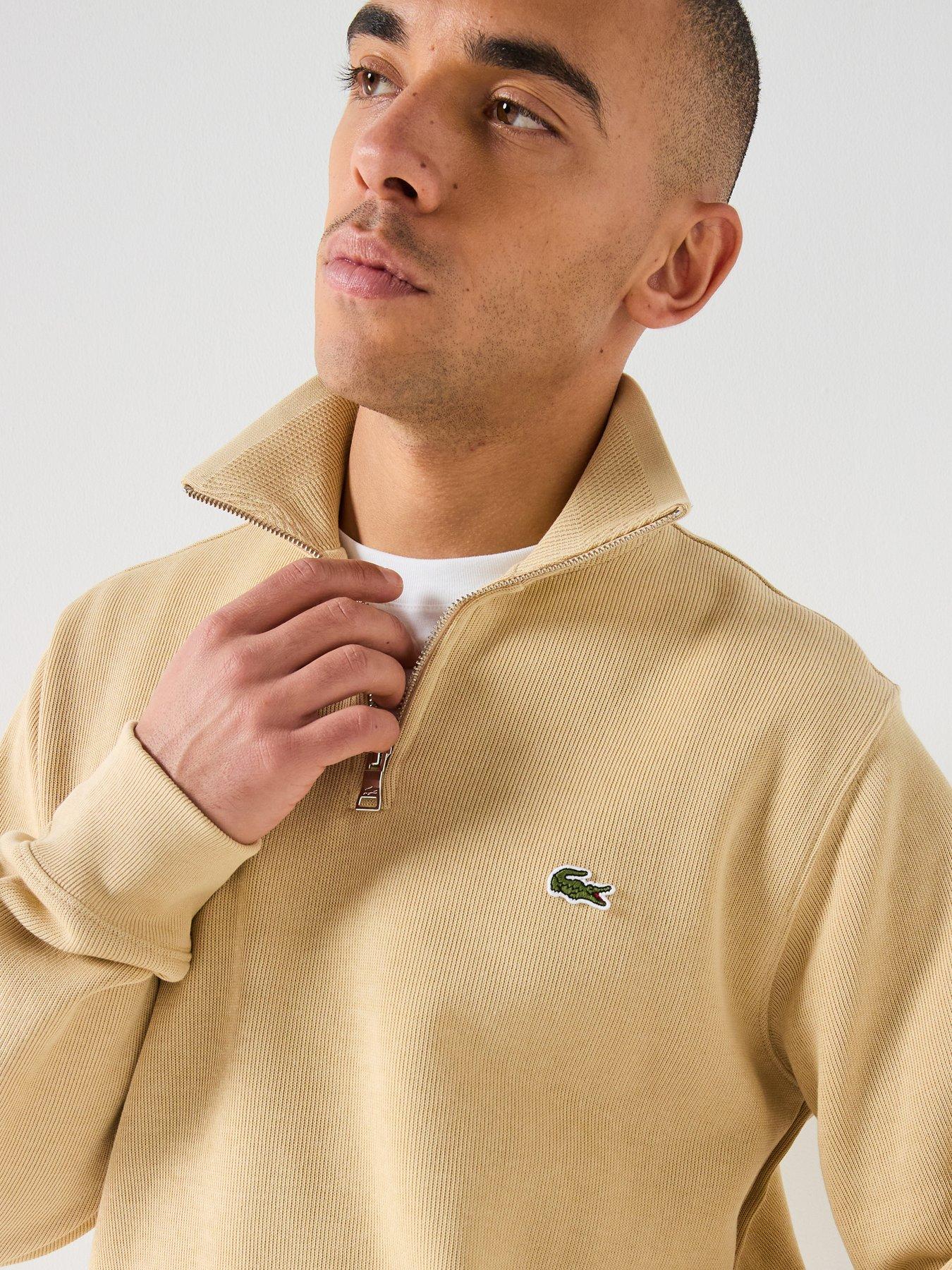 Image 4 of 5 of Lacoste Classic Fit Quarter Zip Sweatshirt - Beige