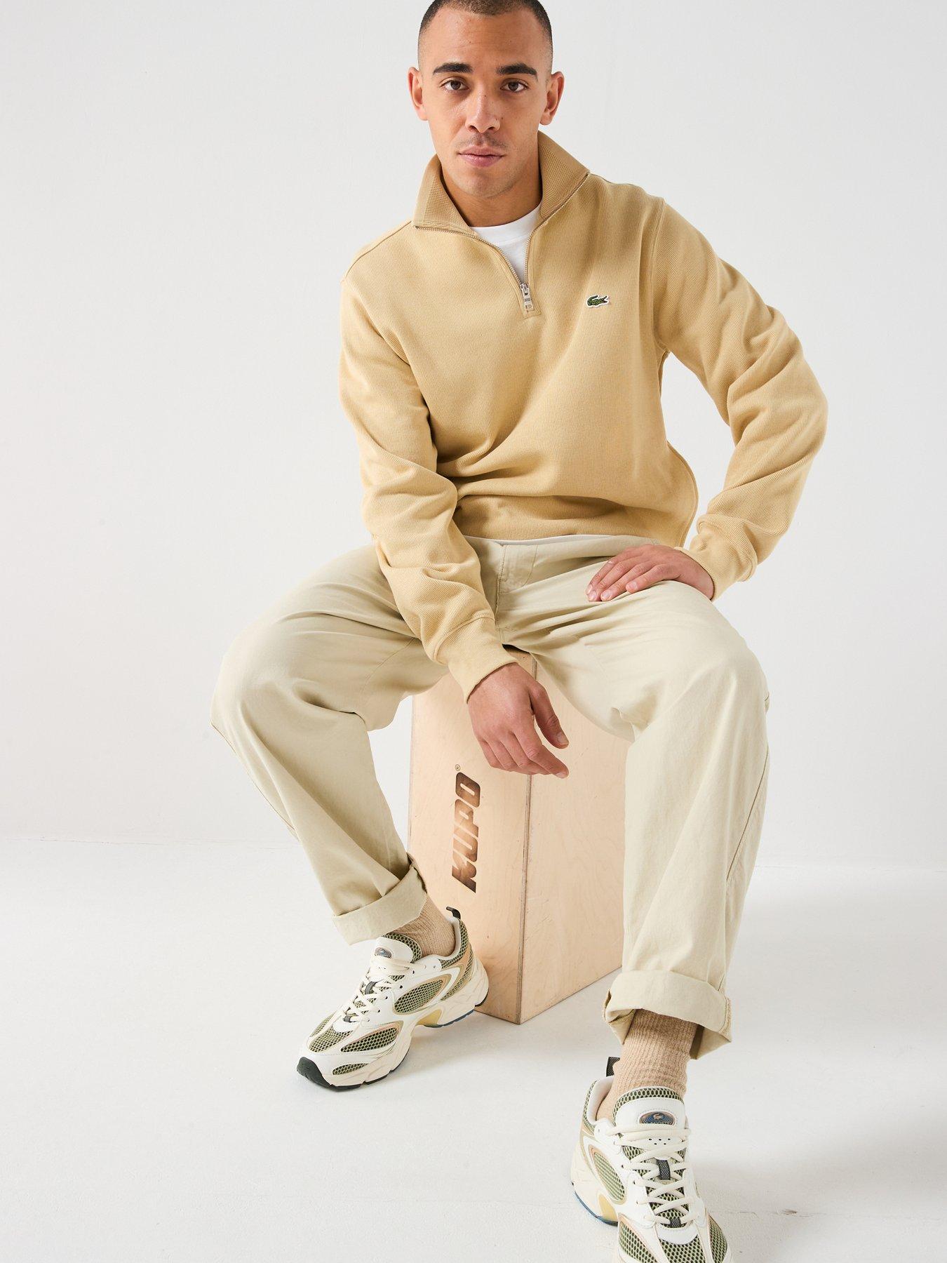 Image 5 of 5 of Lacoste Classic Fit Quarter Zip Sweatshirt - Beige