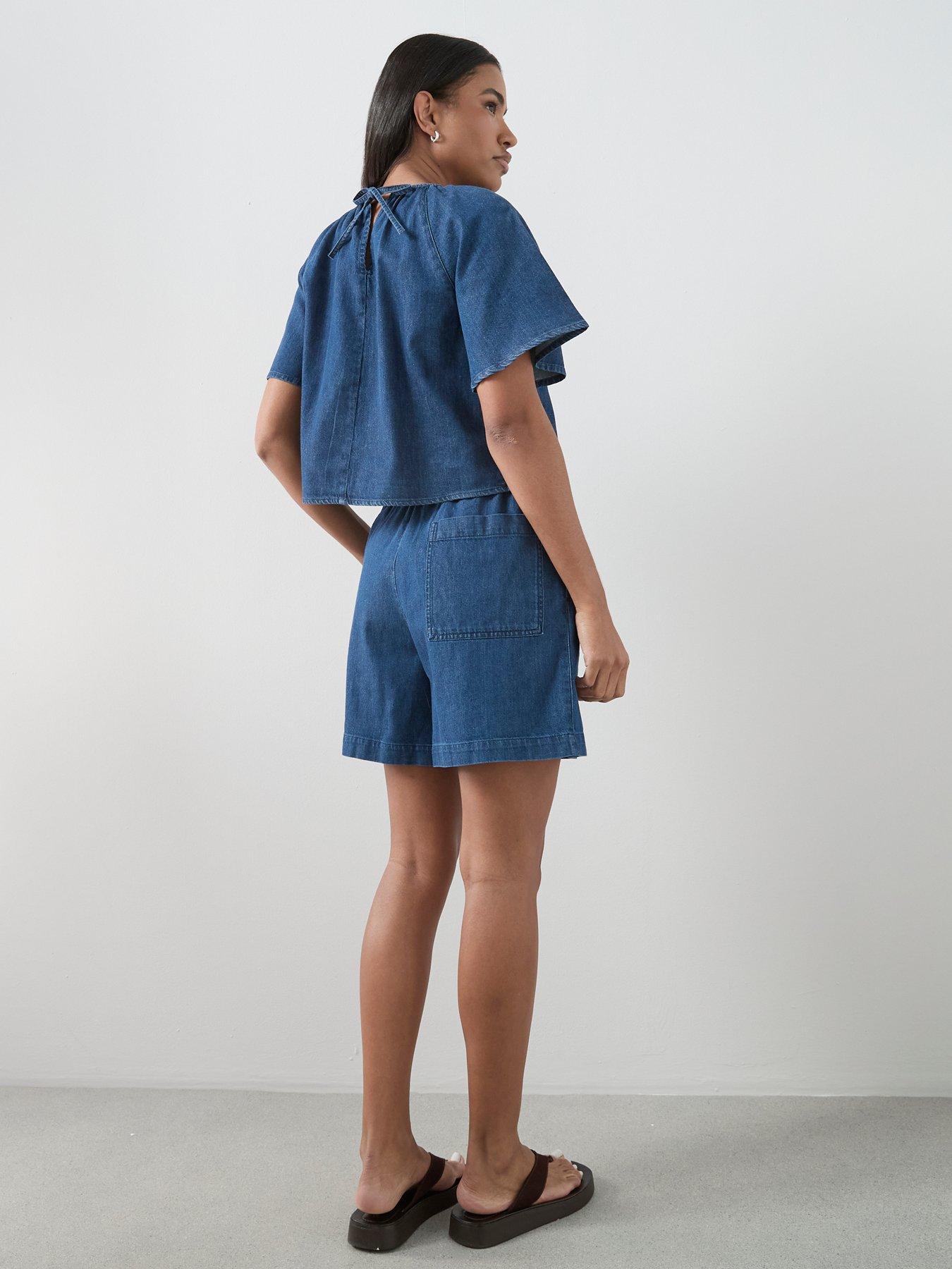 Image 2 of 7 of The Very Collection Cotton And Linen Mix Co-Ord Top - Dark Wash