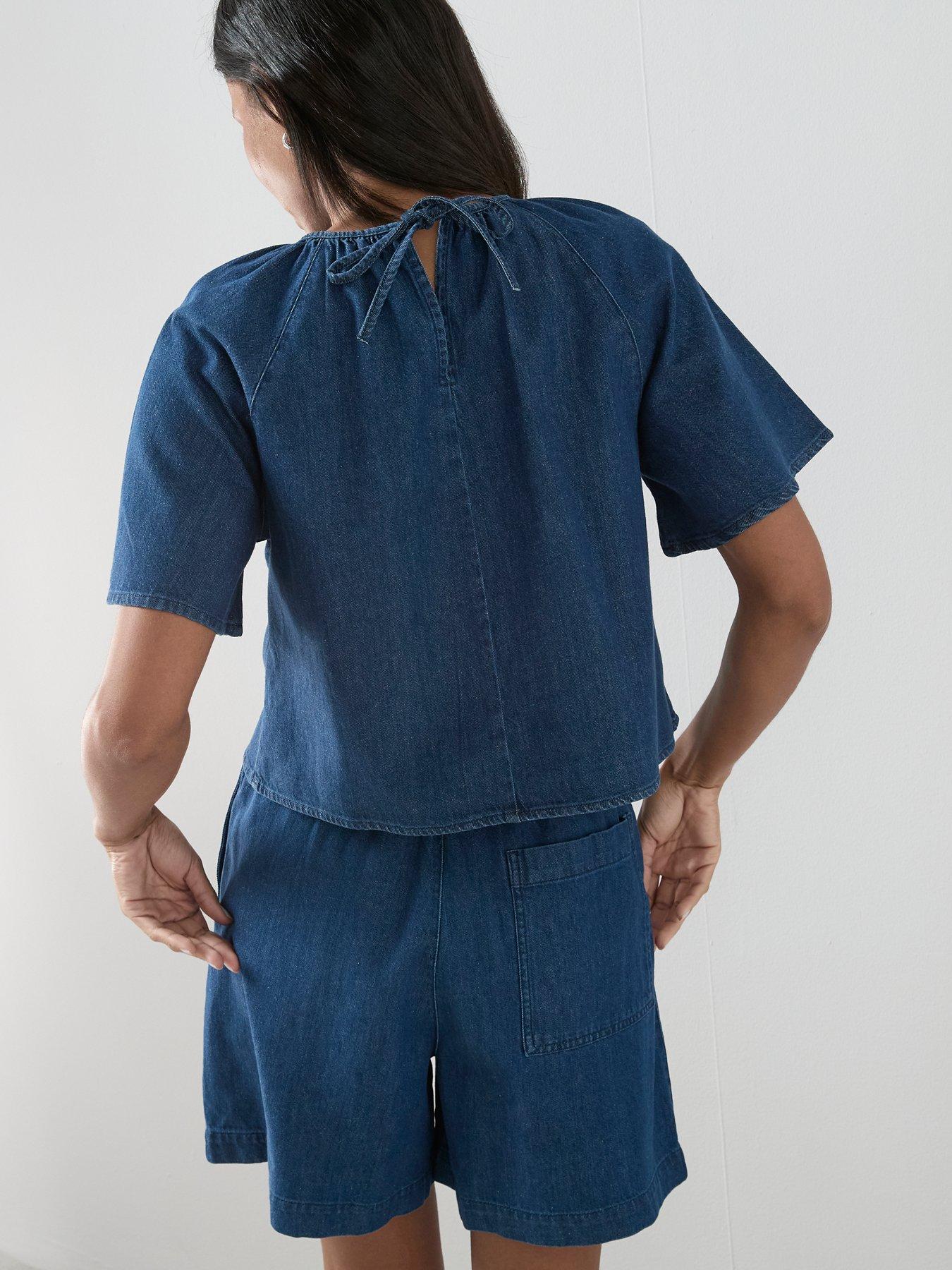 Image 5 of 7 of The Very Collection Cotton And Linen Mix Co-Ord Top - Dark Wash