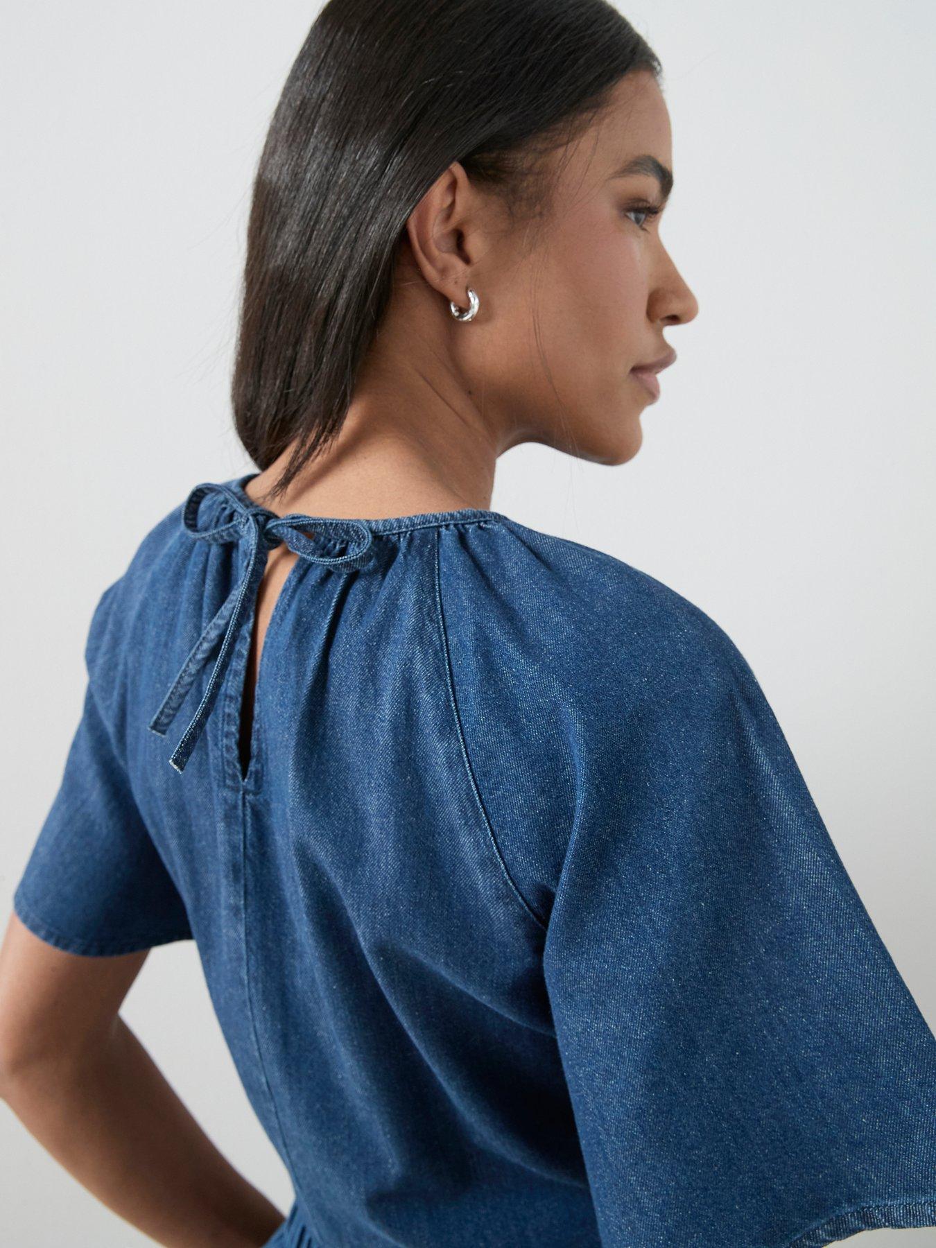 Image 6 of 7 of The Very Collection Cotton And Linen Mix Co-Ord Top - Dark Wash