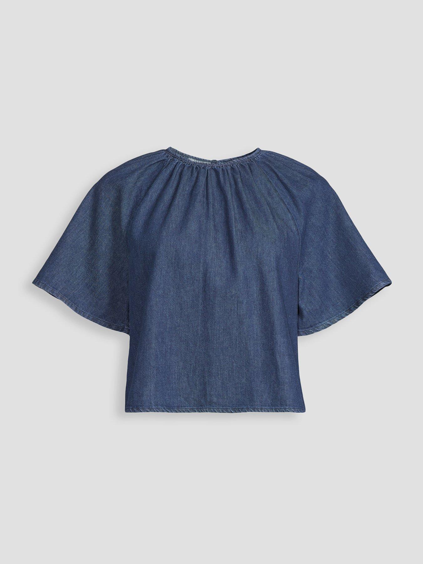 Image 7 of 7 of The Very Collection Cotton And Linen Mix Co-Ord Top - Dark Wash
