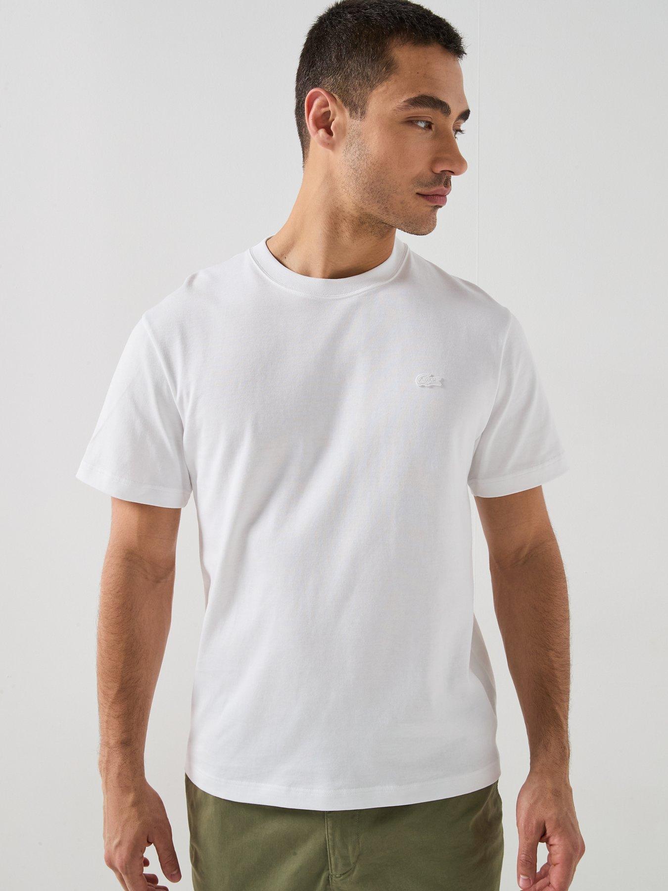 Image 2 of 6 of Lacoste Classic Fit Back Print Heavy Cotton T-Shirt- White