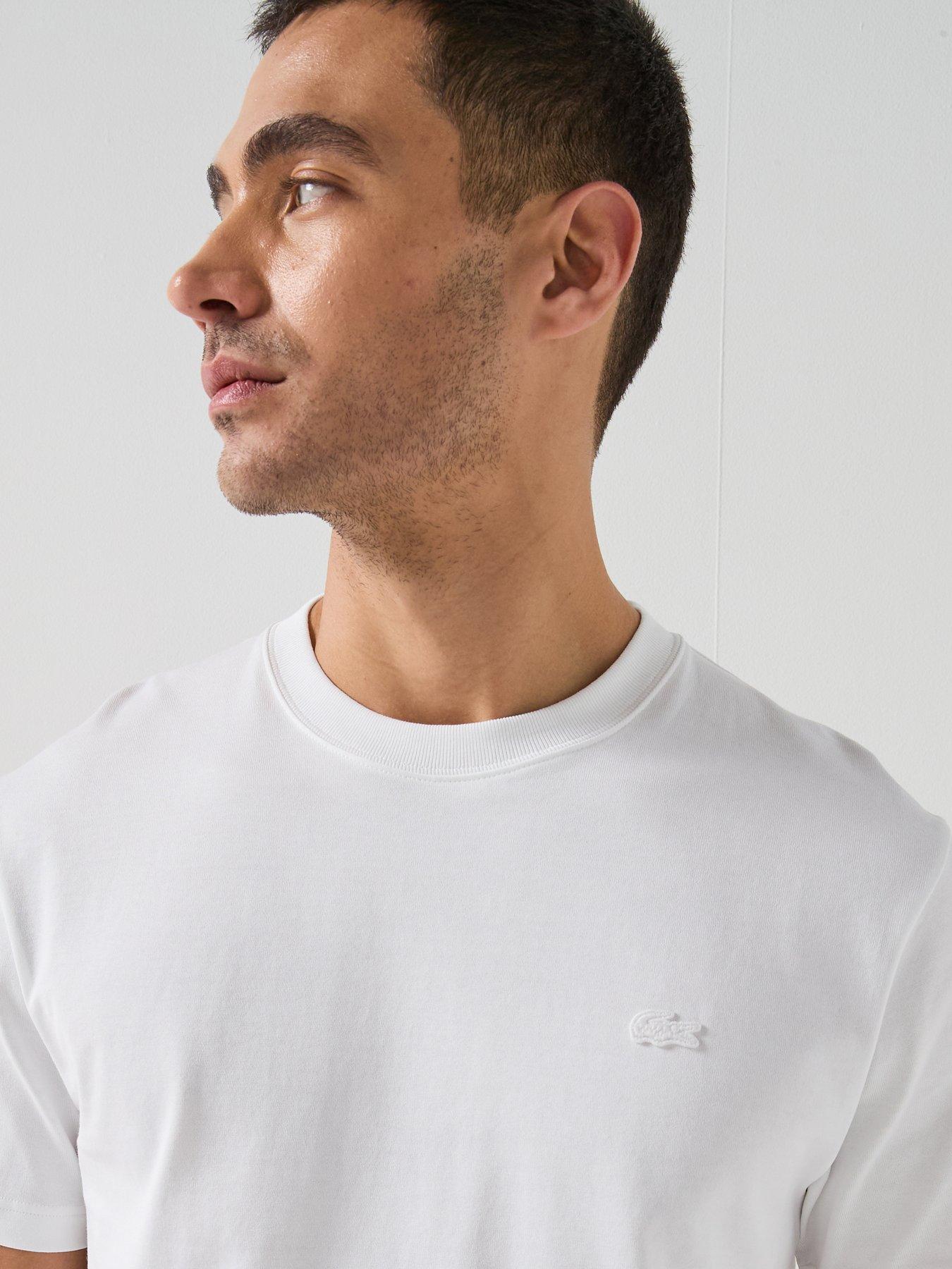 Image 4 of 6 of Lacoste Classic Fit Back Print Heavy Cotton T-Shirt- White