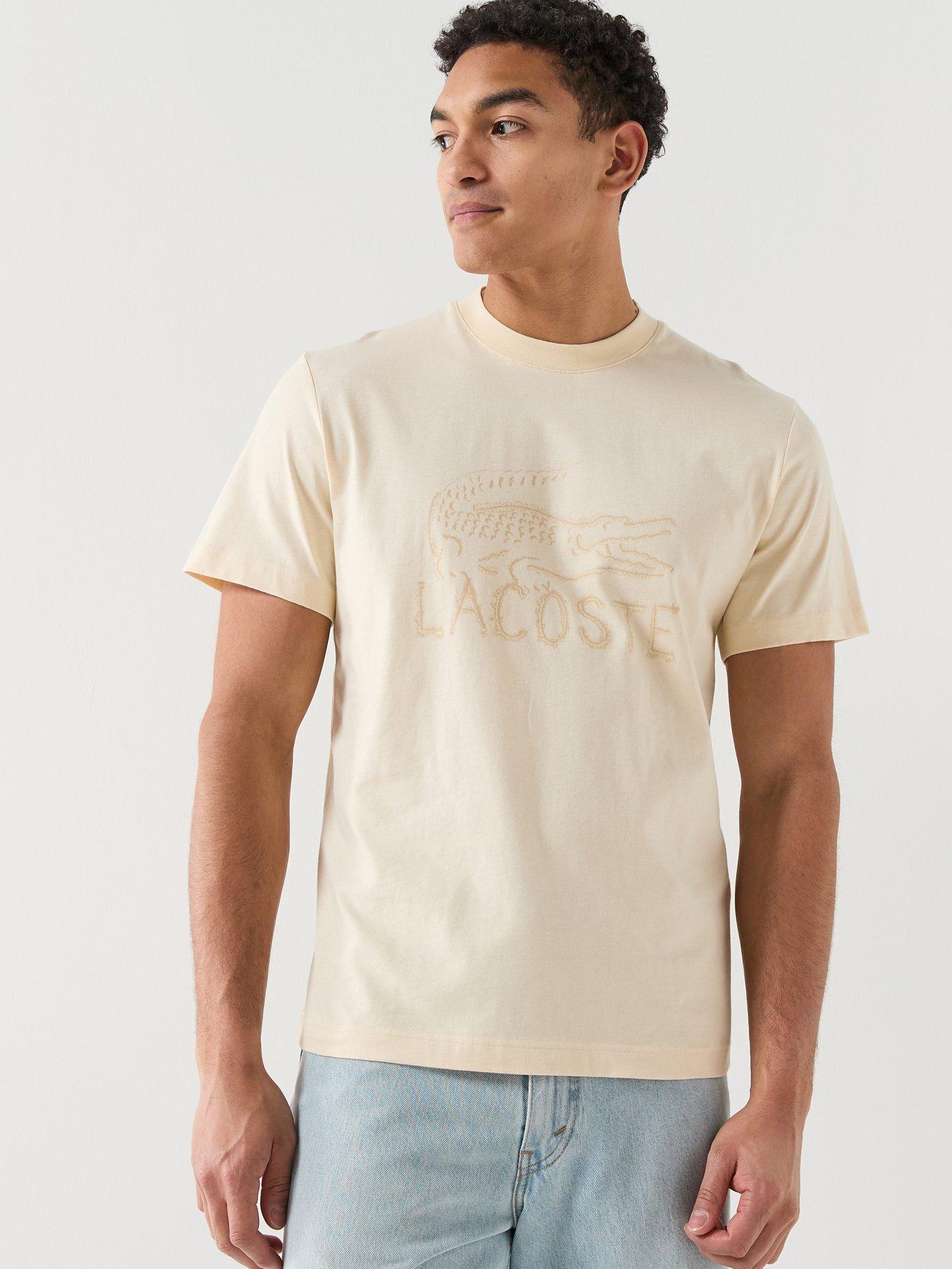 Lacoste Classic Fit Printed Cotton T-Shirt- Beige