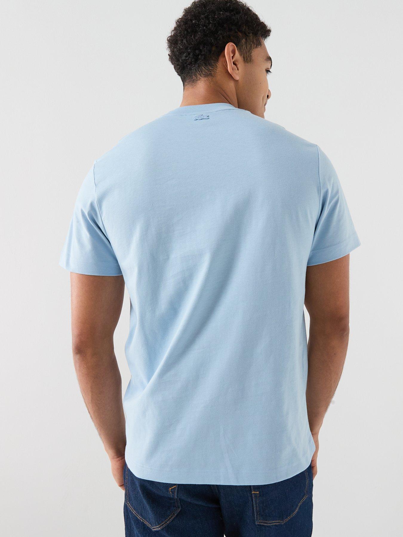 Image 2 of 6 of Lacoste Classic Fit Printed Cotton T-Shirt- Blue