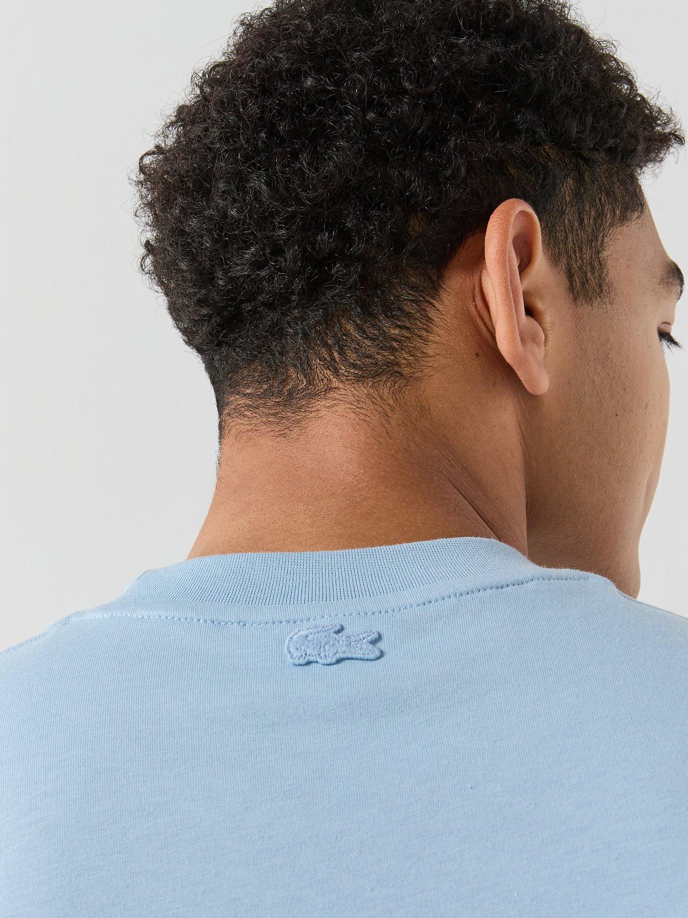 Image 5 of 6 of Lacoste Classic Fit Printed Cotton T-Shirt- Blue