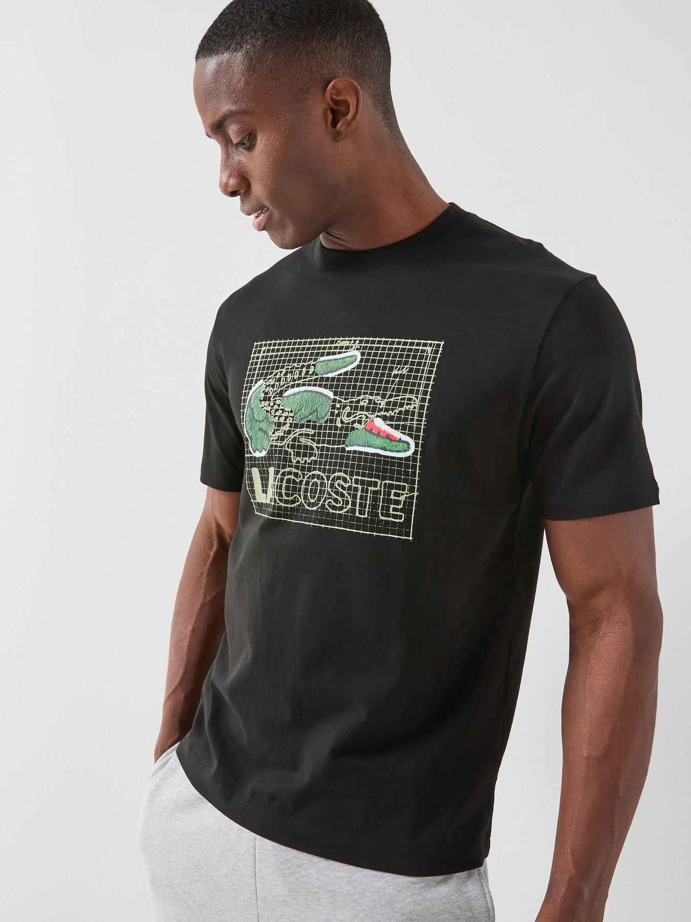 Lacoste Classic Fit Printed Cotton T-shirt- Black