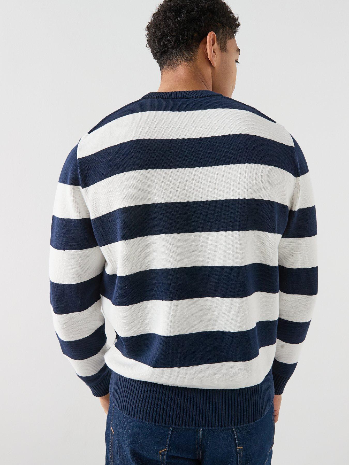 Image 2 of 6 of Lacoste Classic Fit Cotton Striped Jumper - Black