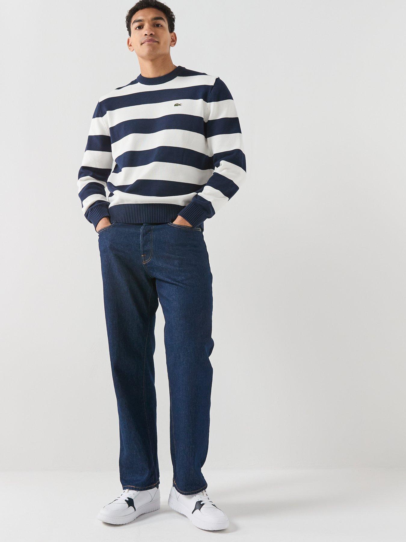 Image 3 of 6 of Lacoste Classic Fit Cotton Striped Jumper - Black