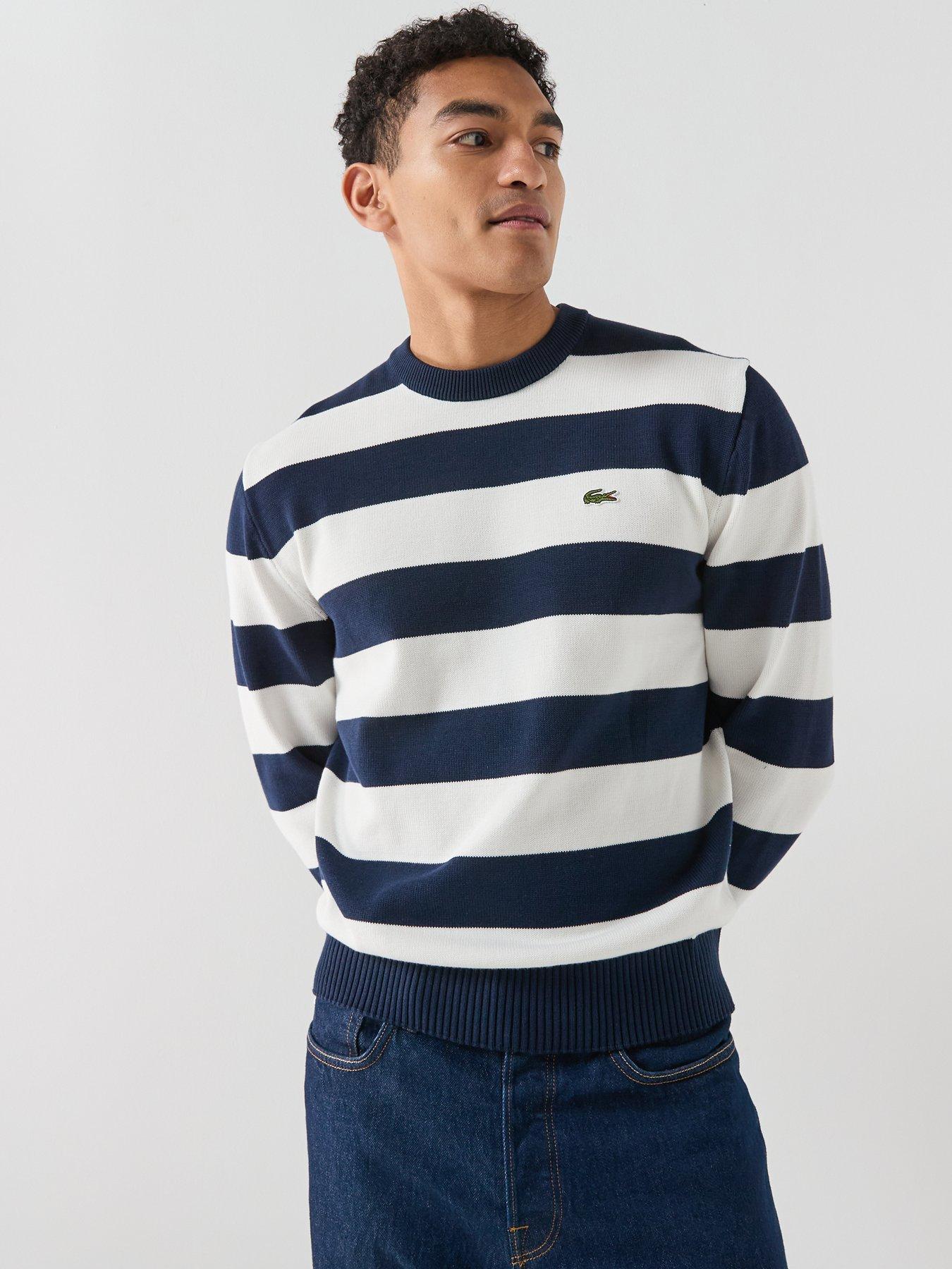 Image 5 of 6 of Lacoste Classic Fit Cotton Striped Jumper - Black