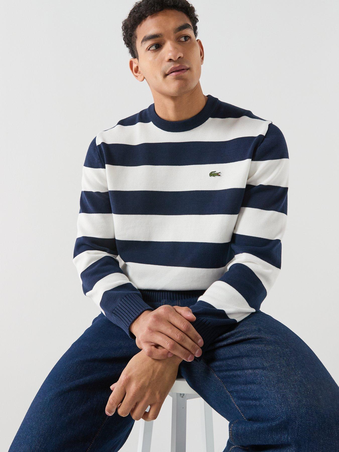 Image 6 of 6 of Lacoste Classic Fit Cotton Striped Jumper - Black