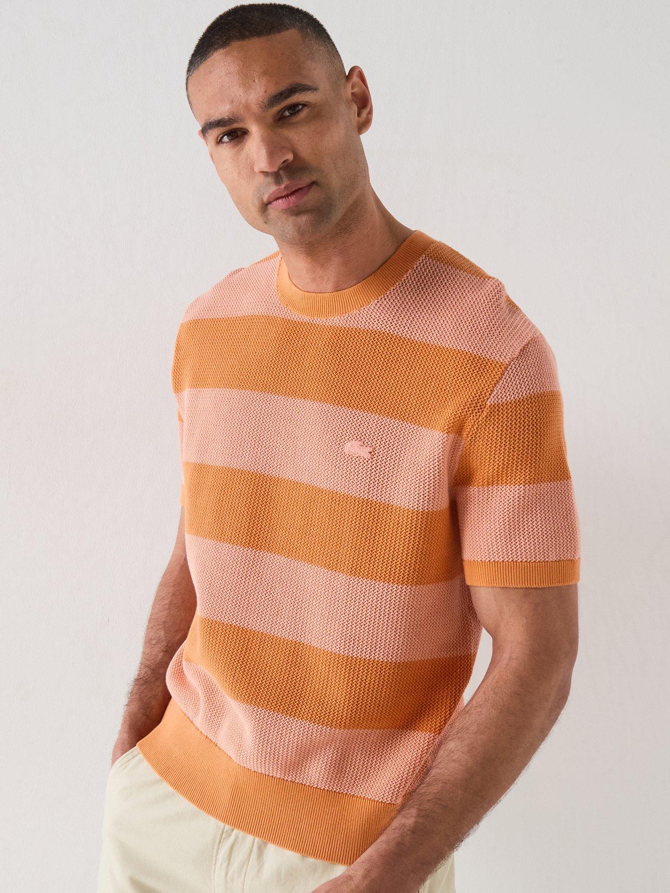 Lacoste Classic Fit Striped Knitted T-Shirt - Orange | Very