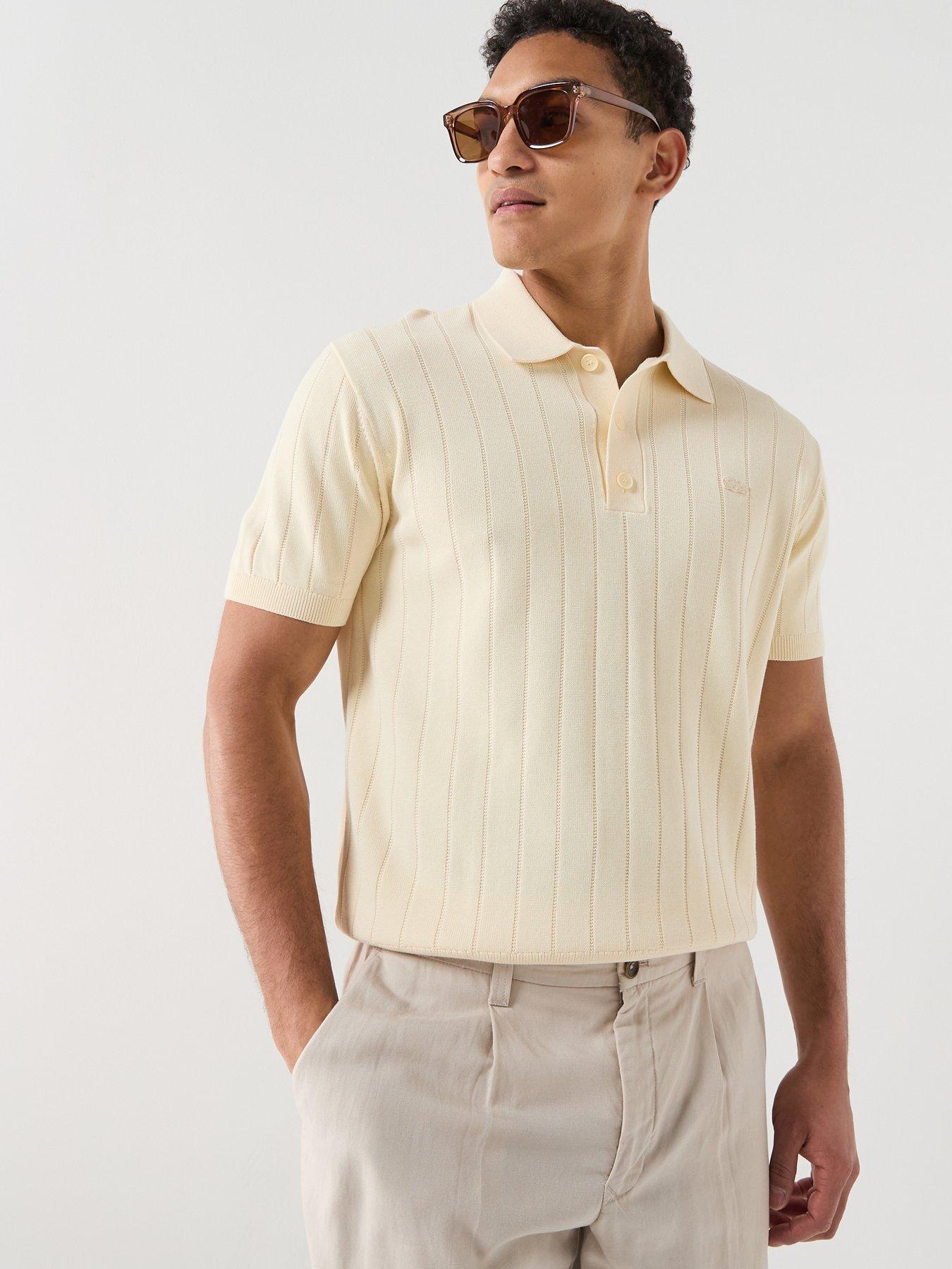 Lacoste Lacoste Classic Fit Kintted Paris Polo Shirt - Cream