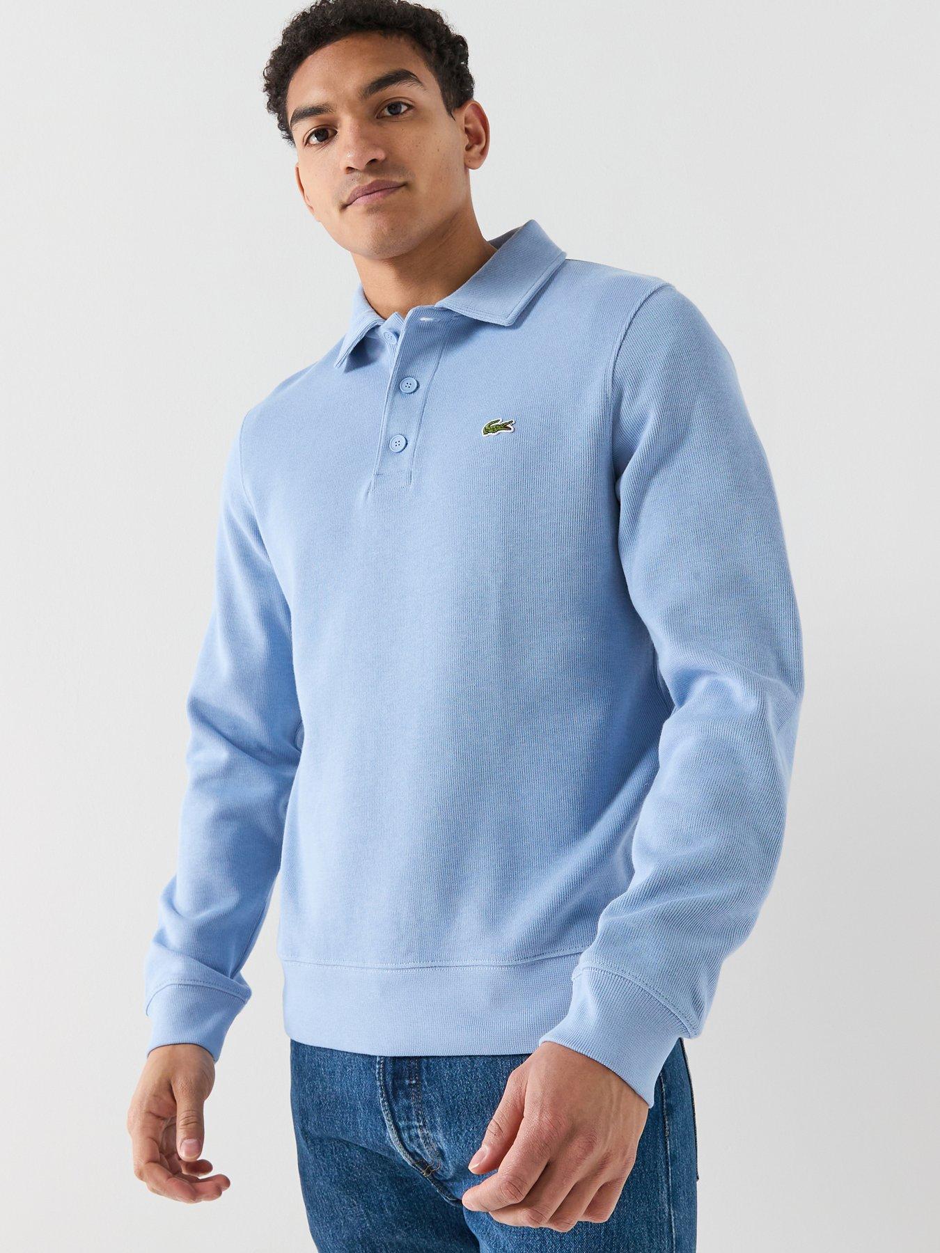Image 1 of 5 of Lacoste Classic Fit Polo Collar Ribbed Polo Shirt - Blue