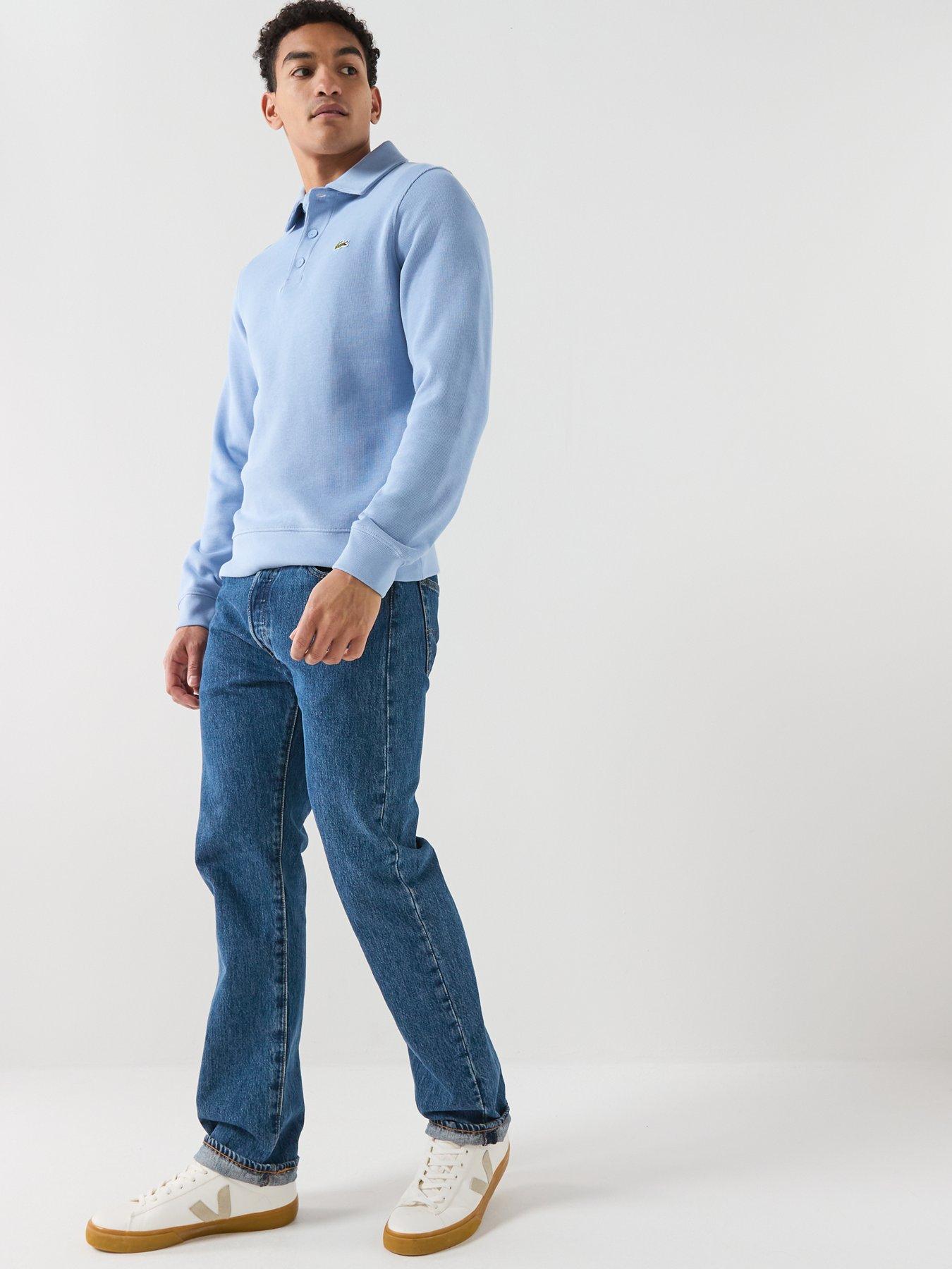 Image 3 of 5 of Lacoste Classic Fit Polo Collar Ribbed Polo Shirt - Blue