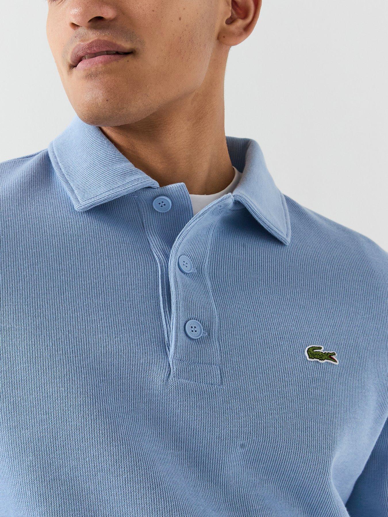 Image 4 of 5 of Lacoste Classic Fit Polo Collar Ribbed Polo Shirt - Blue