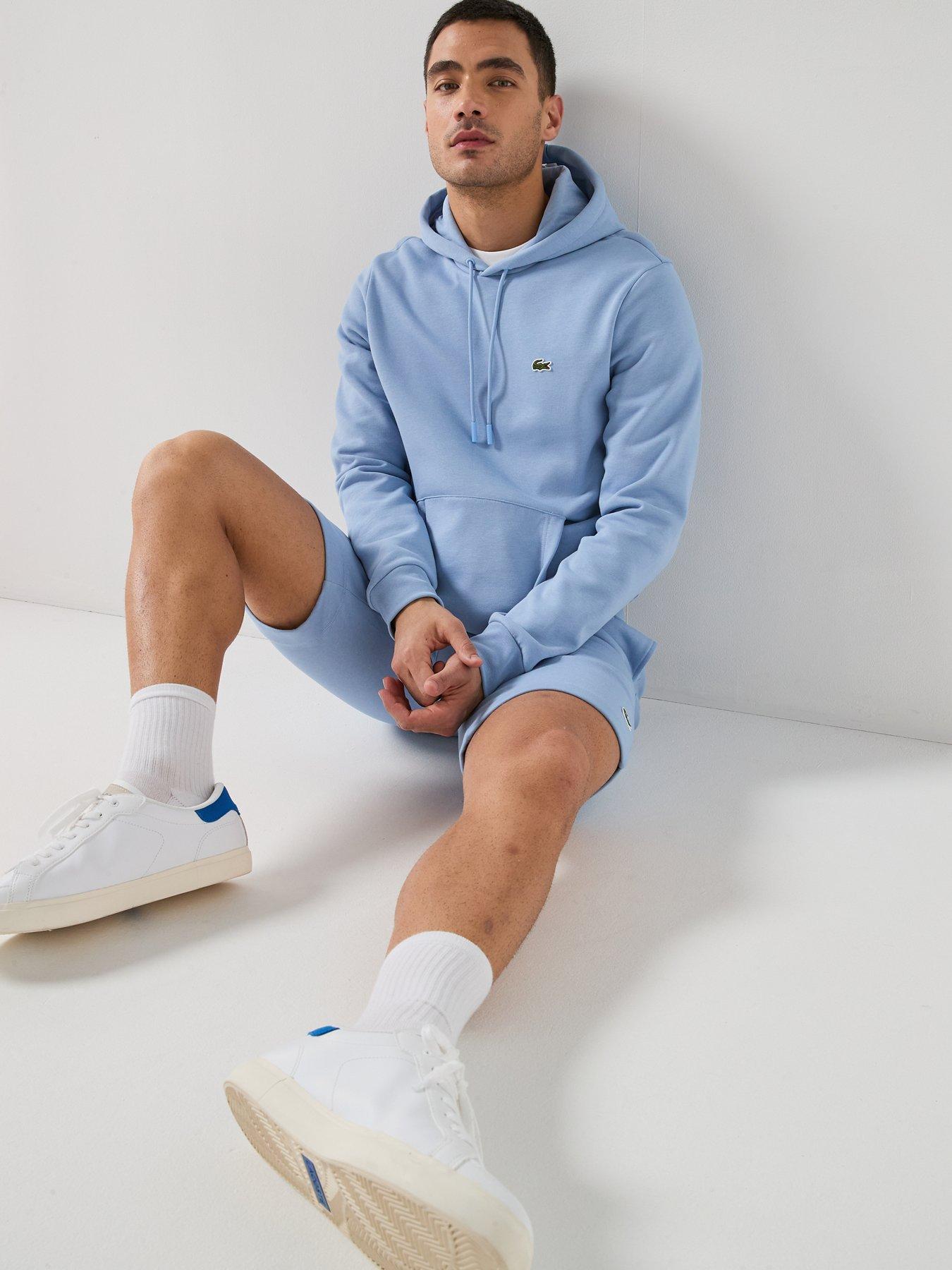Image 6 of 6 of Lacoste Regular Fit Brushed Fleece Shorts - Blue