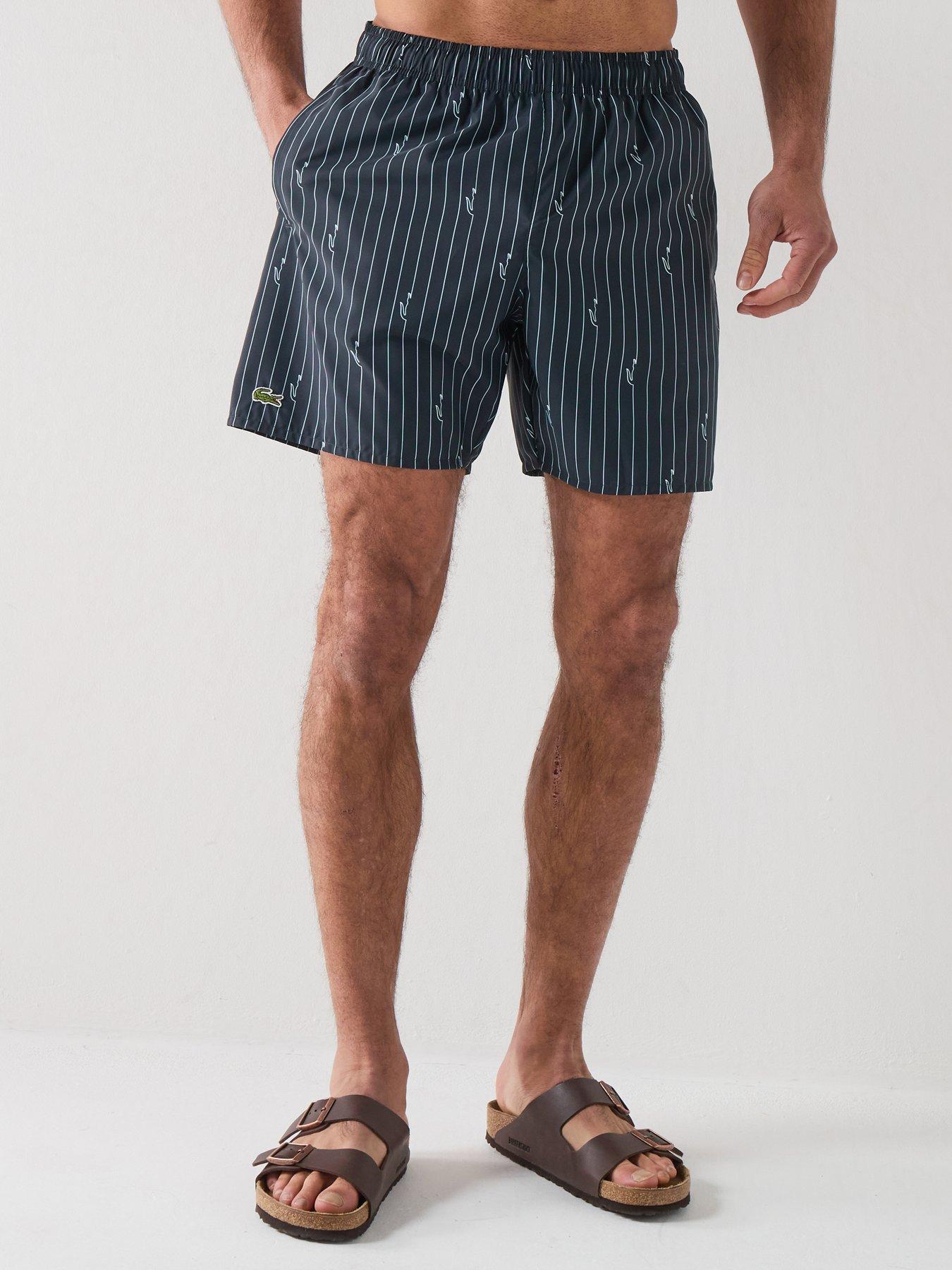 Lacoste Crocodile Print Swim Trunks, Navy, Size M, Men
